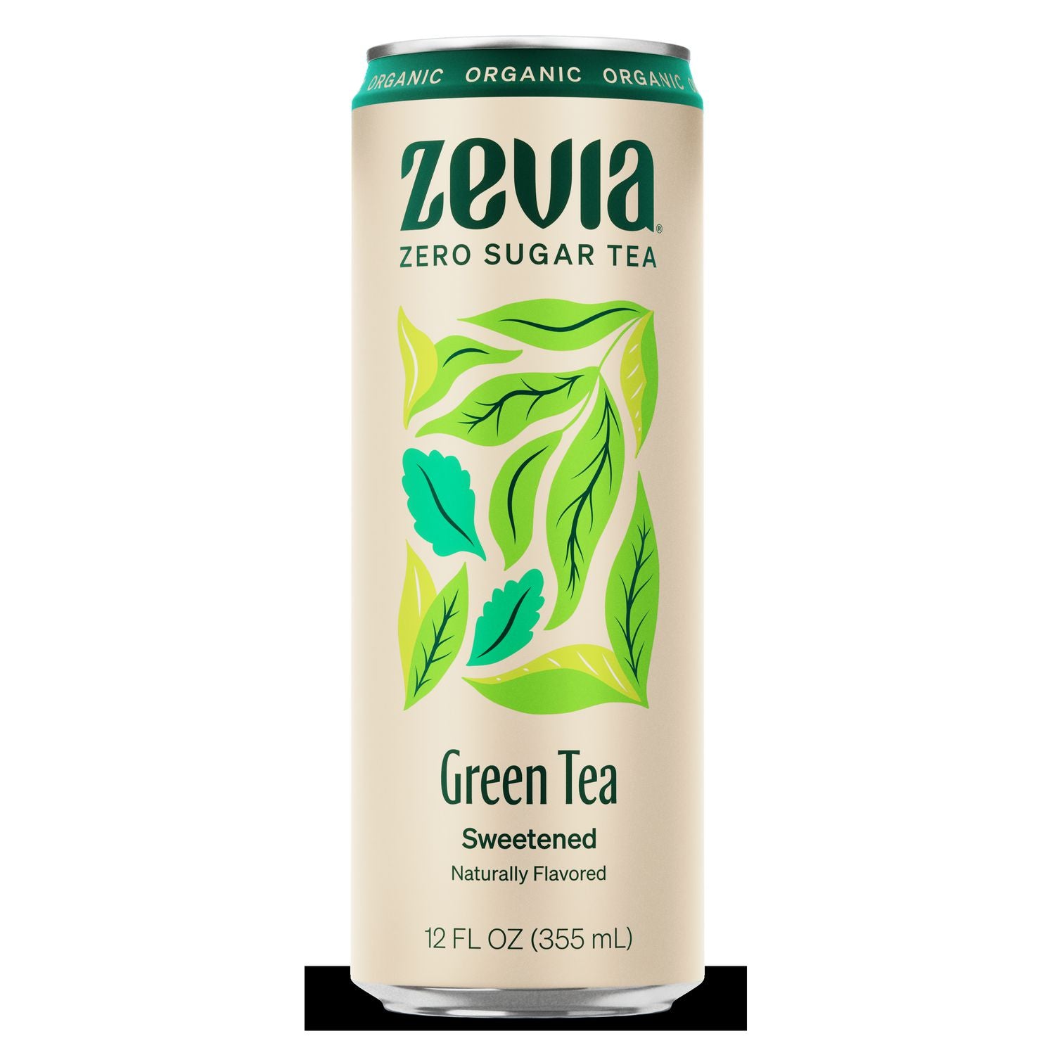 Zero Sugar Naturally Sweetened Green Tea, Green, 12 oz Can, 12/Carton