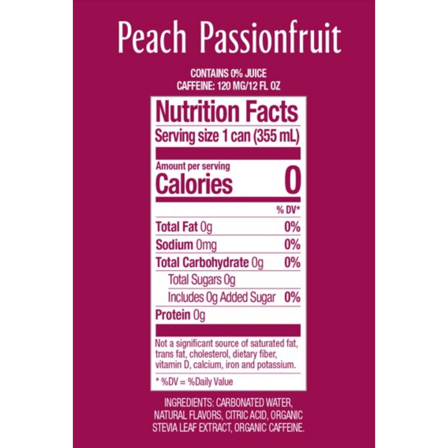 Zero Sugar Naturally Sweetened Energy Drink, Peach Passionfruit, 12 oz Can, 12/Carton Zevia® Flipcost