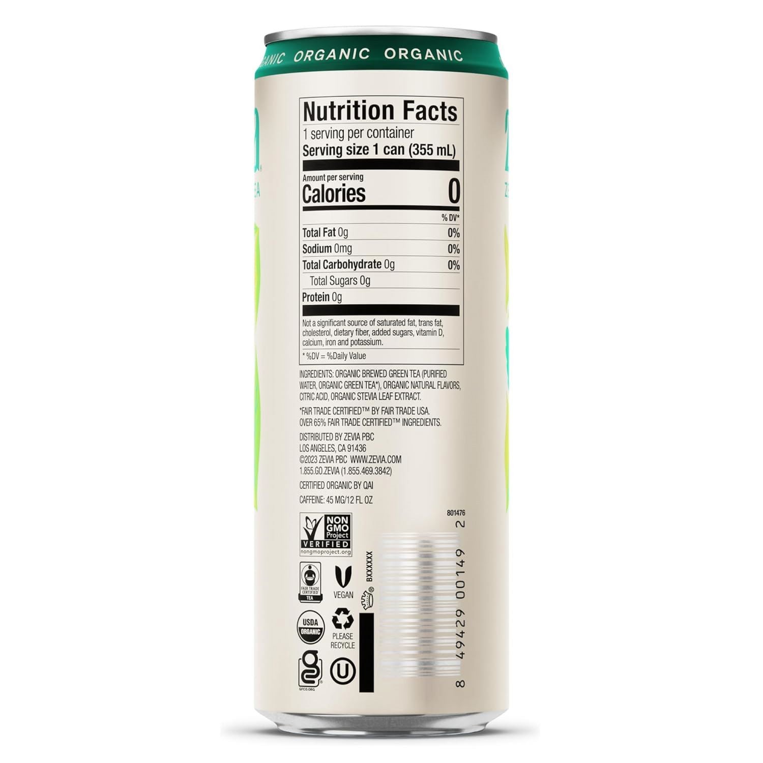 Zero Sugar Naturally Sweetened Green Tea, Green, 12 oz Can, 12/Carton Zevia® Flipcost