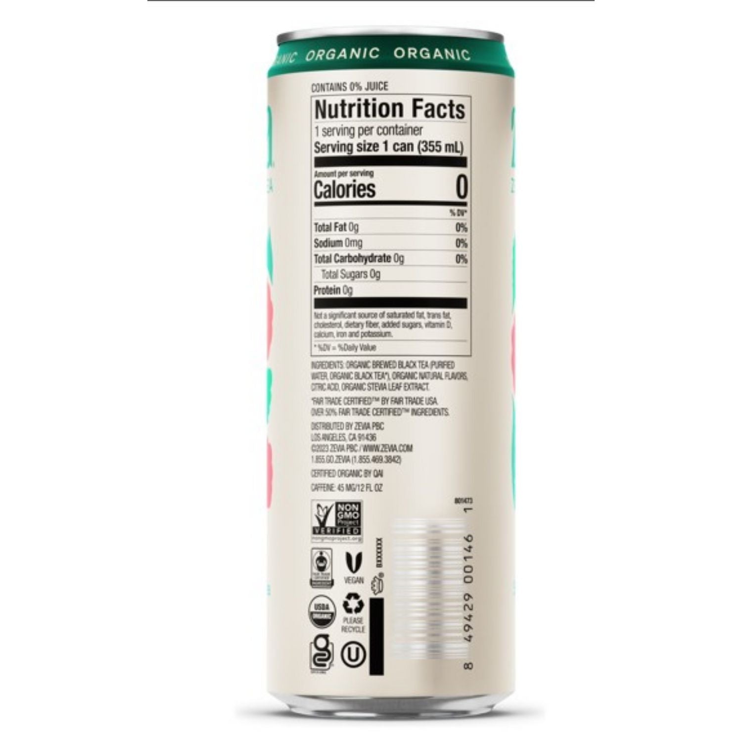 Zero Sugar Naturally Sweetened Black Tea, Raspberry, 12 oz Can, 12/Carton Zevia® Flipcost