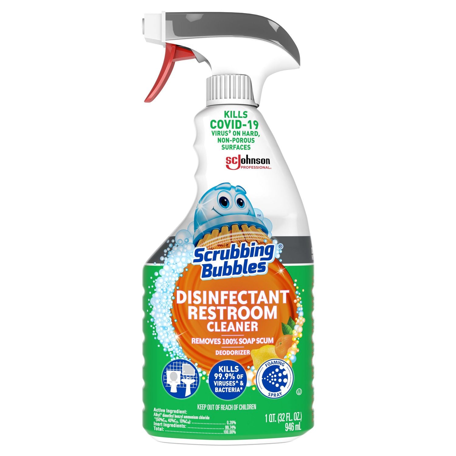 Disinfectant Restroom Cleaner, Citrus Scent, 32 oz Spray Bottle, 8/Carton Scrubbing Bubbles® Flipcost