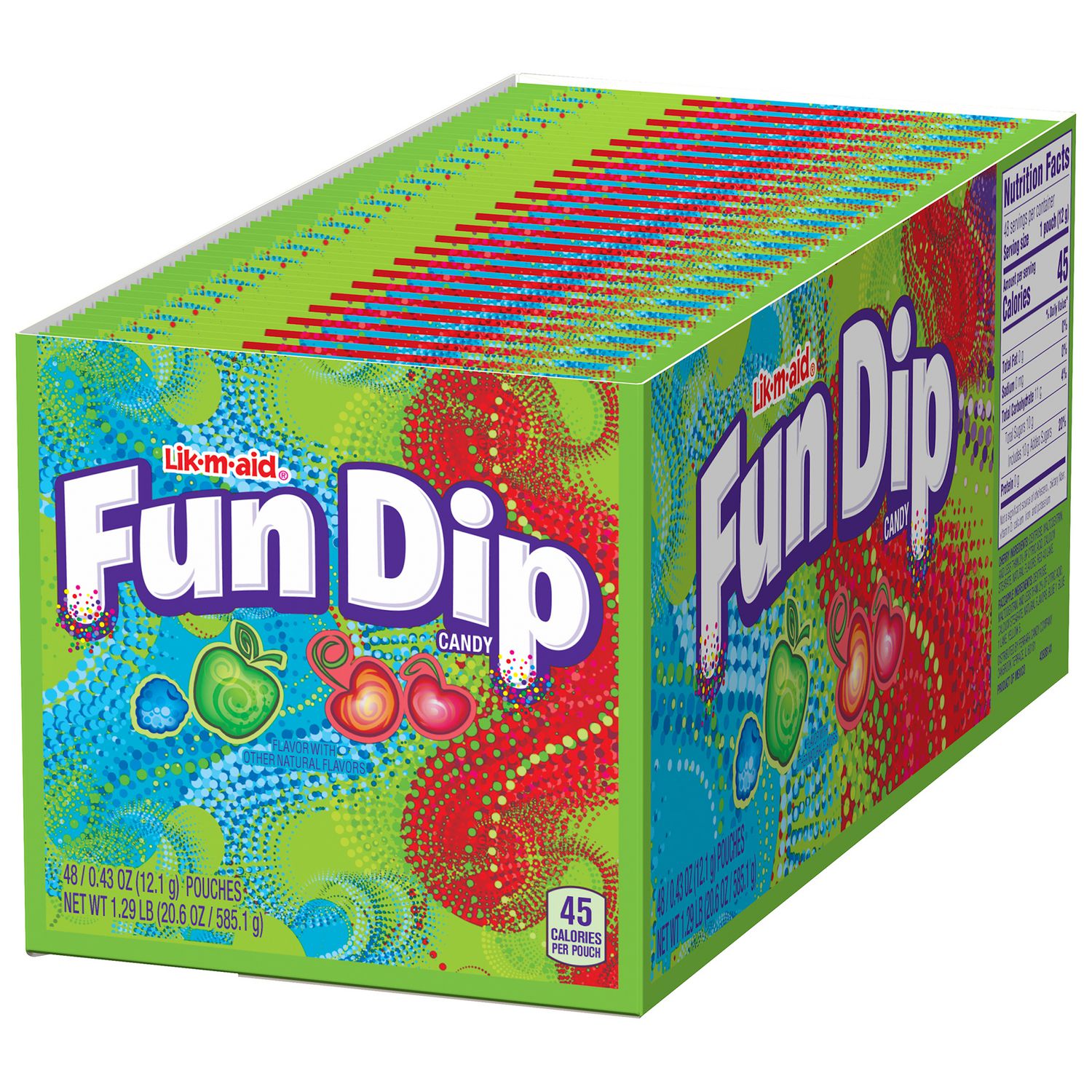 Candy, Assorted Flavors, 0.43 oz Pouch, 48/Box, 2 Boxes/Carton Lik-m-aid® Fun Dip Flipcost