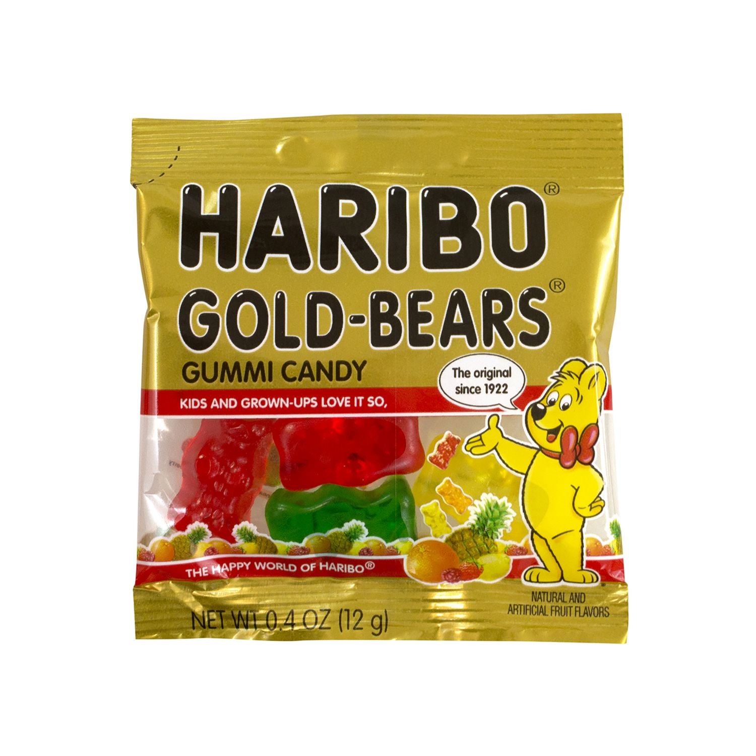 Goldbears Gummi Candy, Assorted Flavors, 0.4 oz Pouch, 54/Tub, 2 Tubs/Carton