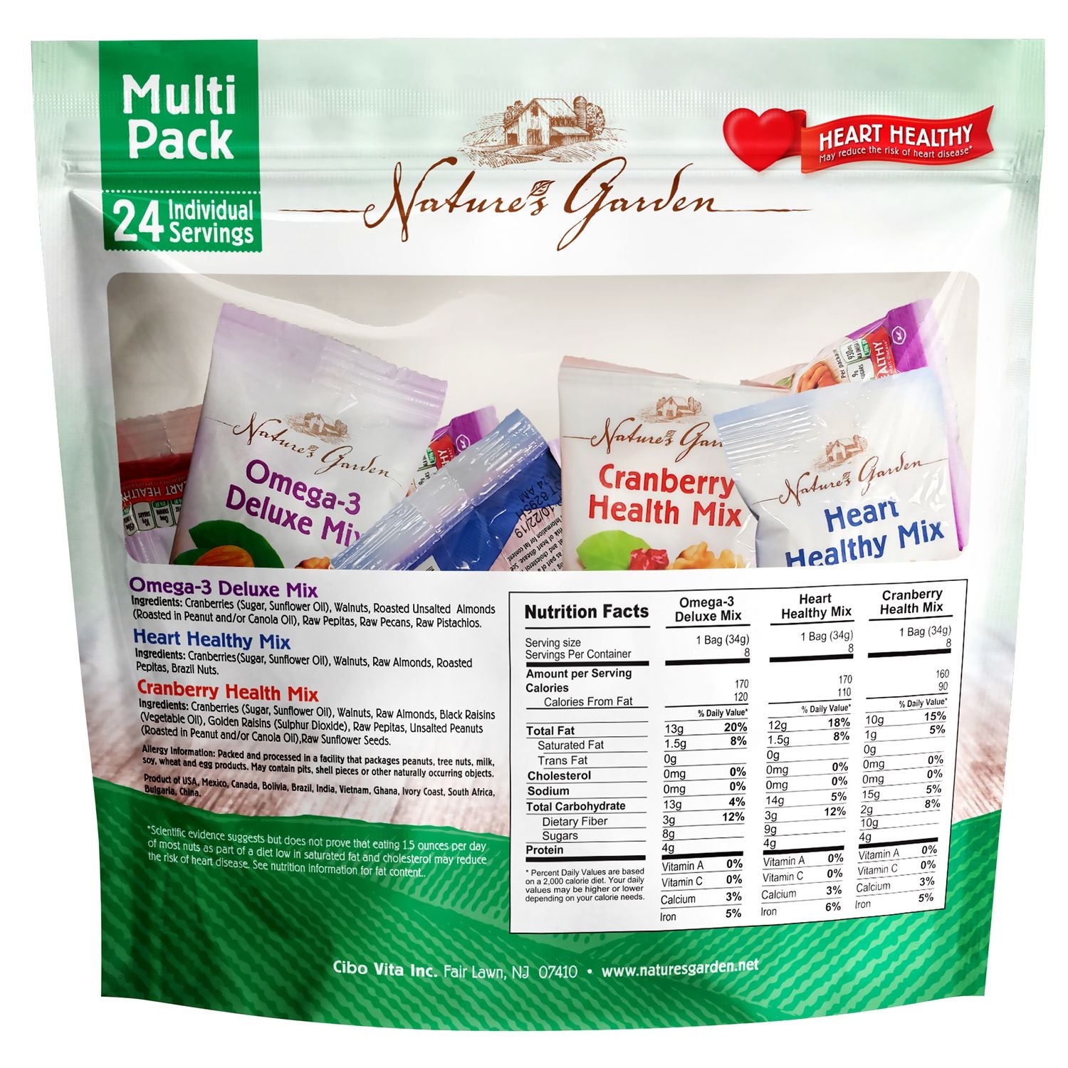 Healthy Trail Mix Snack Packs, Assorted Flavors, 1.2 oz Pouch, 24/Bag, 2 Bags/Carton Nature's Garden Flipcost