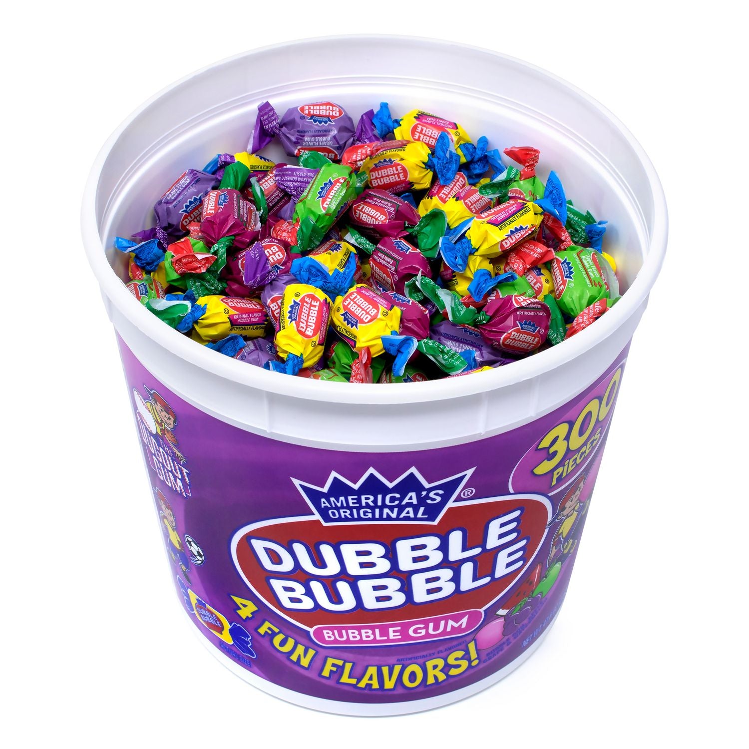 Bubble Gum Assorted Flavor Twist Tub, 0.16 oz Individually Wrapped, 300/Tub, 2 Tubs/Carton Dubble Bubble Flipcost