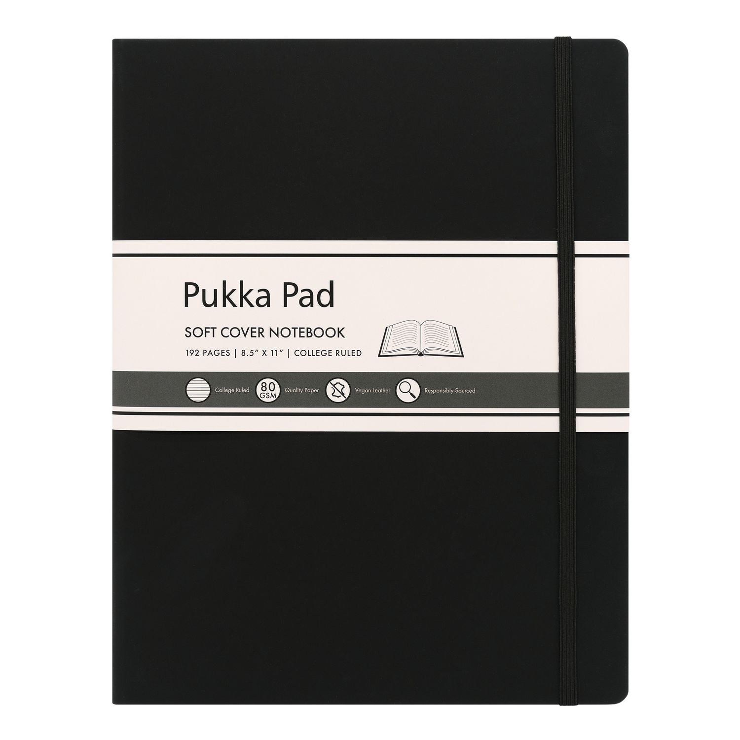 Soft Cover Notebook, College Rule, Black Cover, (96) 11 x 8.5 Sheets