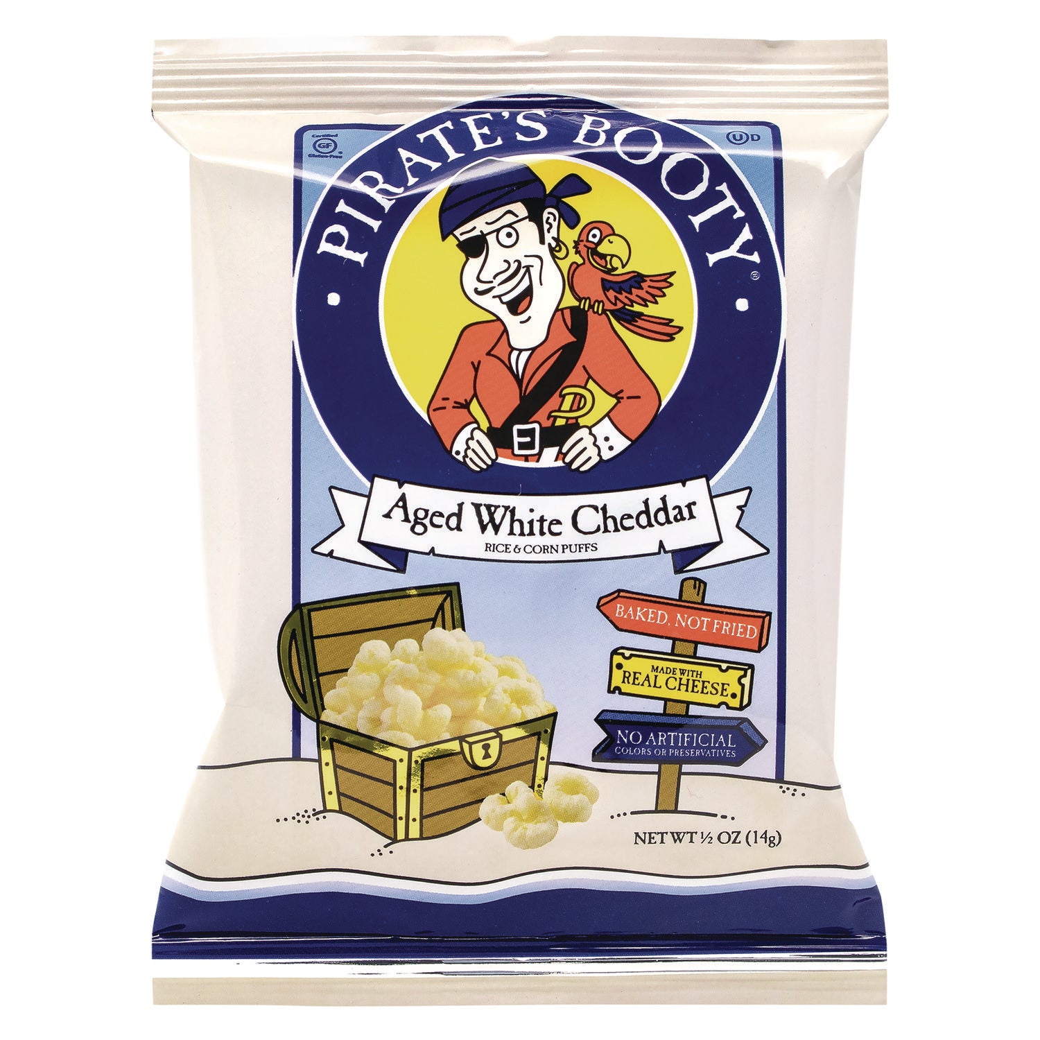 Natural Aged White Cheddar Baked Corn Puffs, 0.5 oz Bag, 36/Box, 2 Boxes/Carton Pirate's Booty® Flipcost