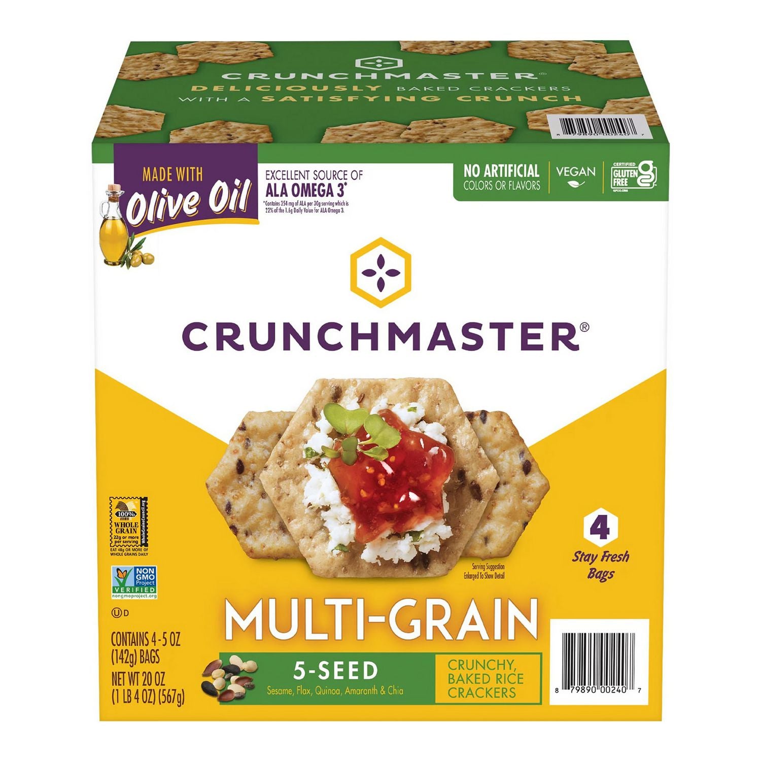 5-Seed Multi-Grain Crunchy Oven Baked Crackers, Original, 5 oz Bags, 4/Box, 2 Boxes/Carton Crunchmaster® Flipcost