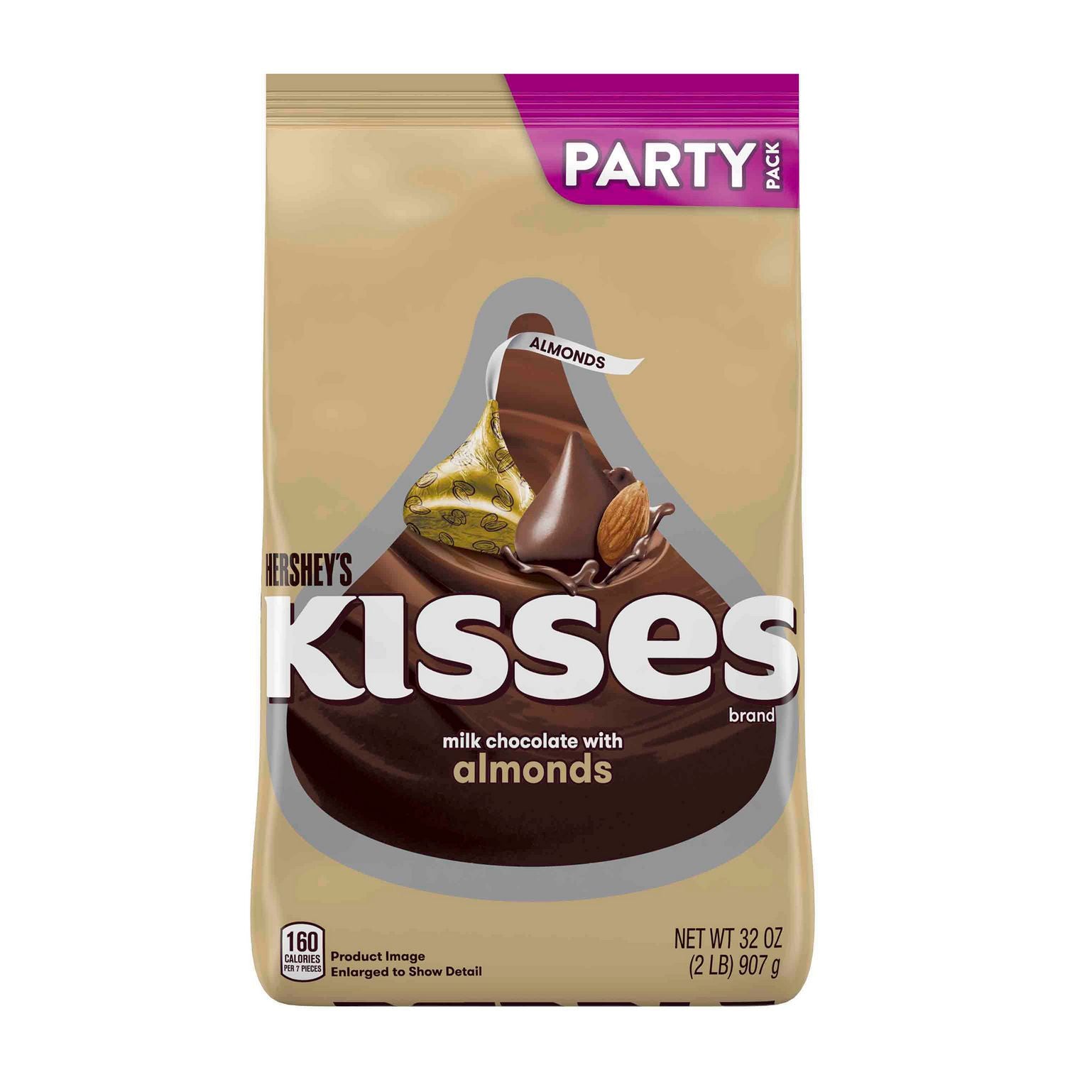 KISSES with Almonds, Milk Chocolate, 32 oz Pack, 2 Packs/Carton Hershey®'s Flipcost