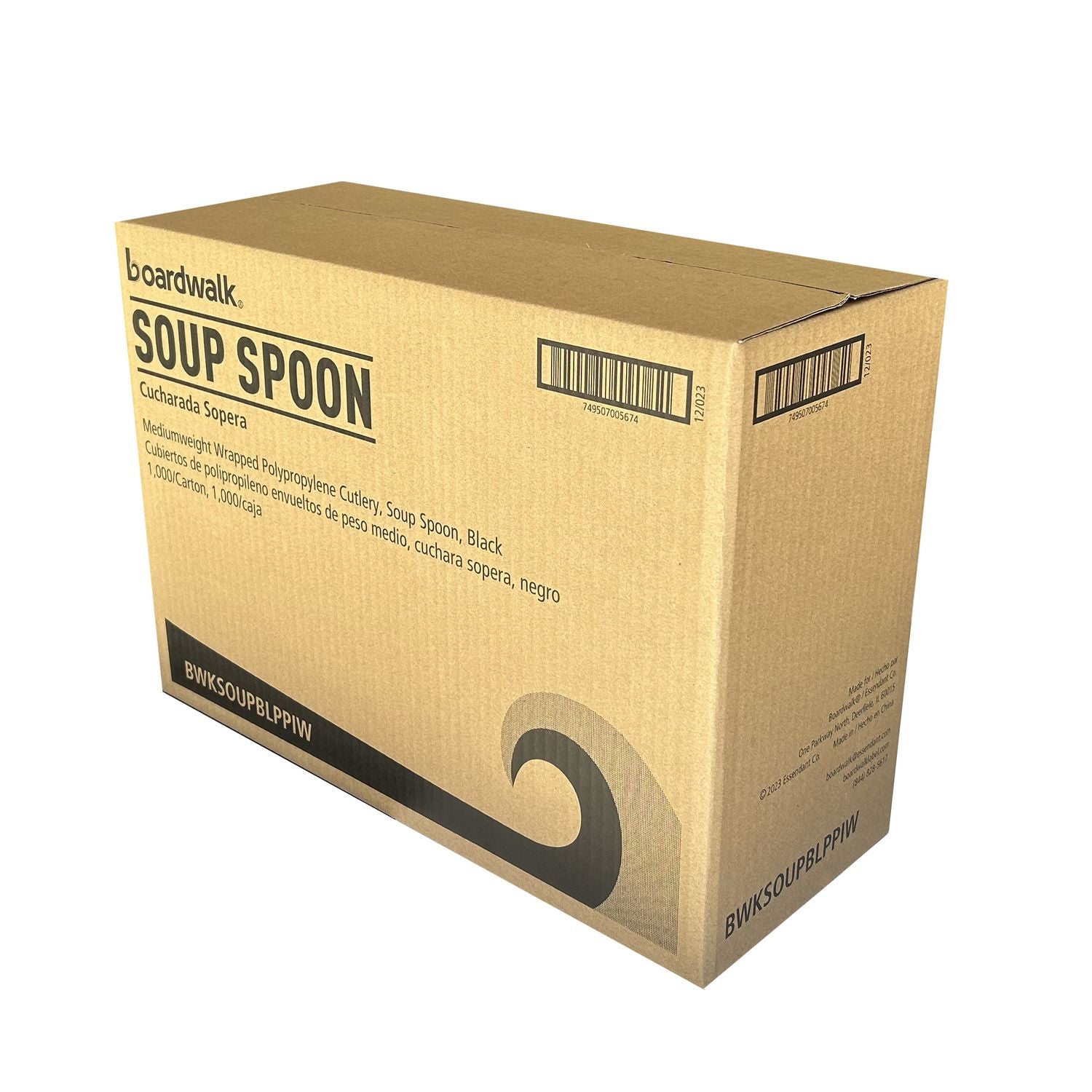 Mediumweight Wrapped Polypropylene Cutlery, Soup Spoon, Black, 1,000/Carton Boardwalk® Flipcost