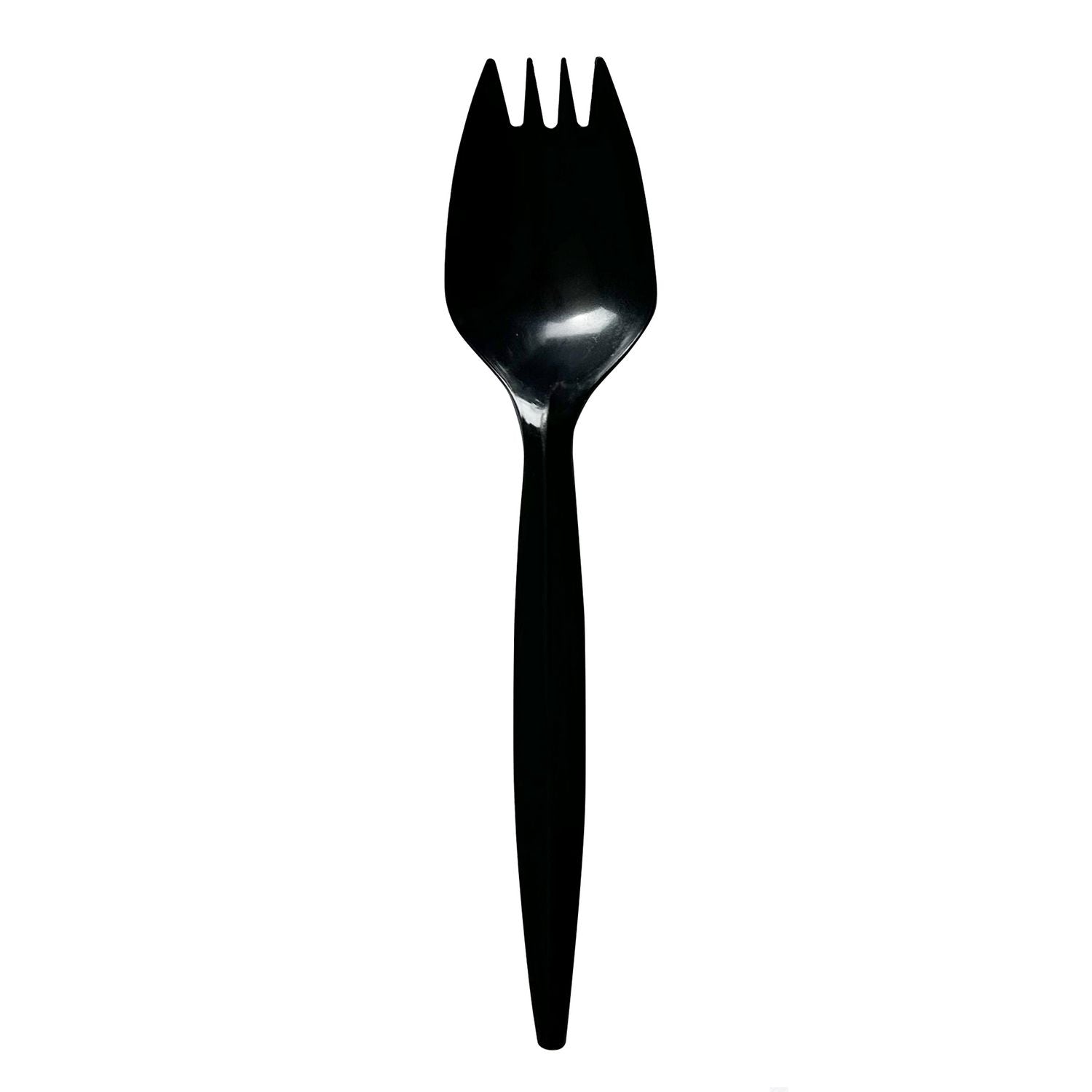 Mediumweight Wrapped Polypropylene Cutlery, Spork, Black, 1,000/Carton Boardwalk® Flipcost