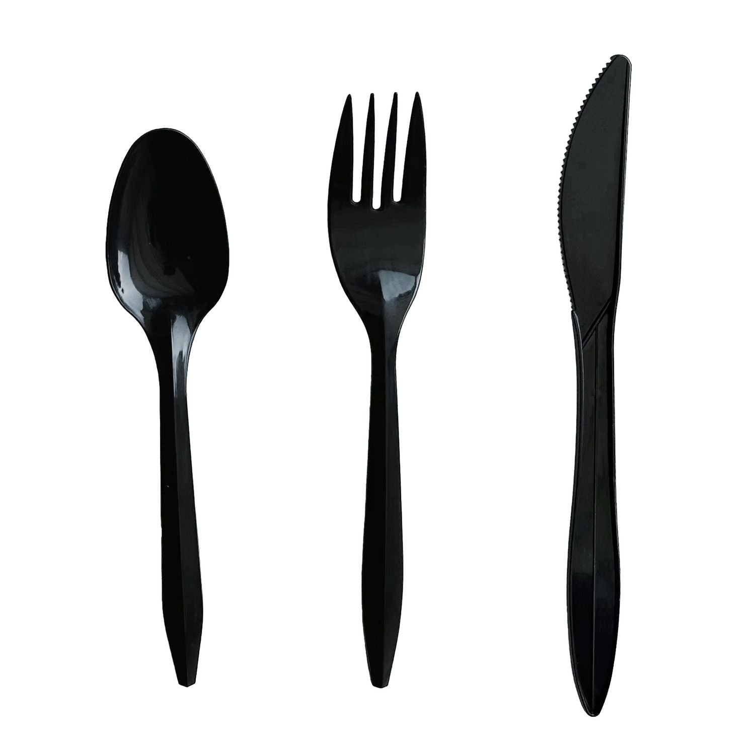 Three-Piece Cutlery Kit, Fork/Knife/Teaspoon, Polystyrene, Black, 250/Carton Boardwalk® Flipcost