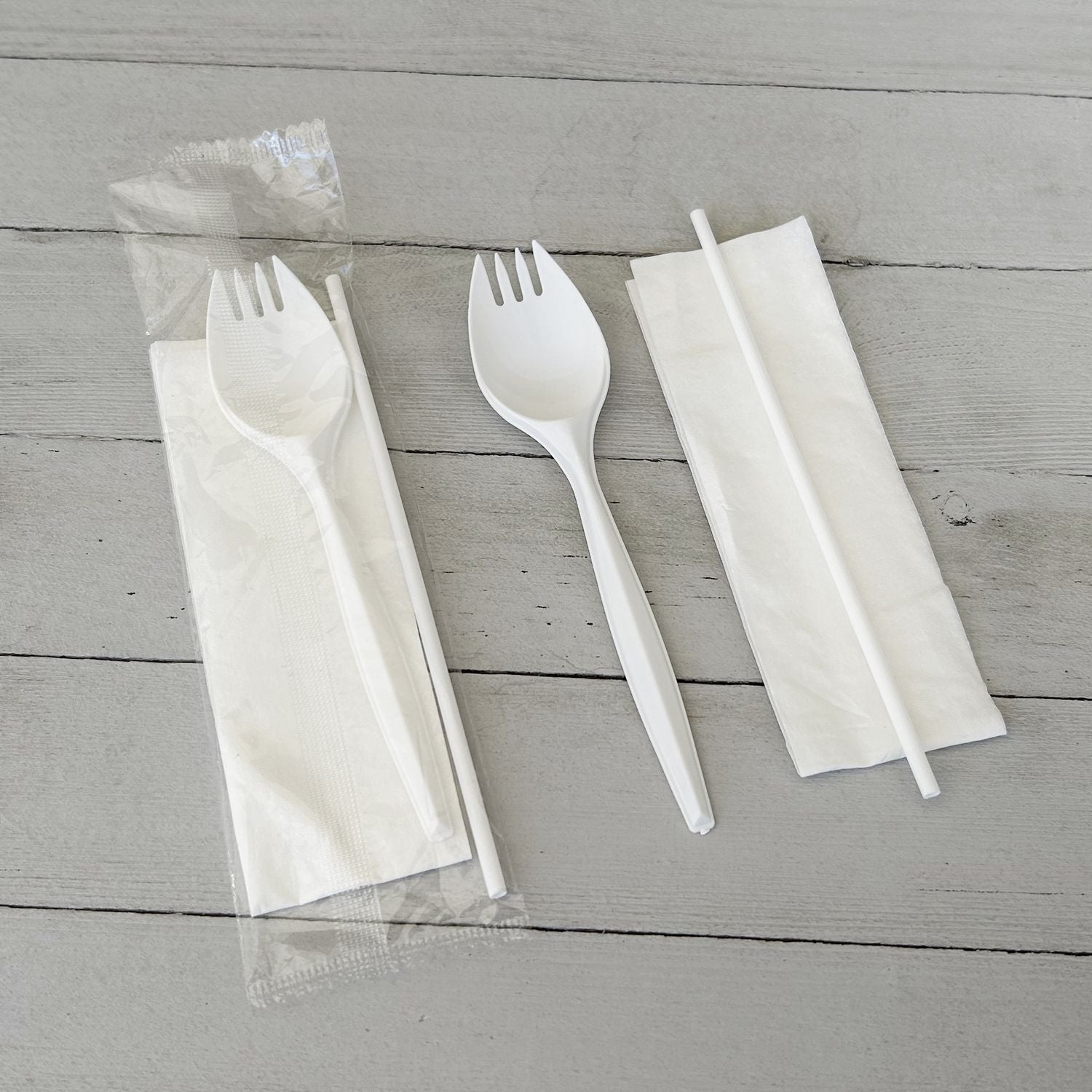 School Cutlery Kit, Napkin/Spork/Straw, White, 1,000/Carton Boardwalk® Flipcost