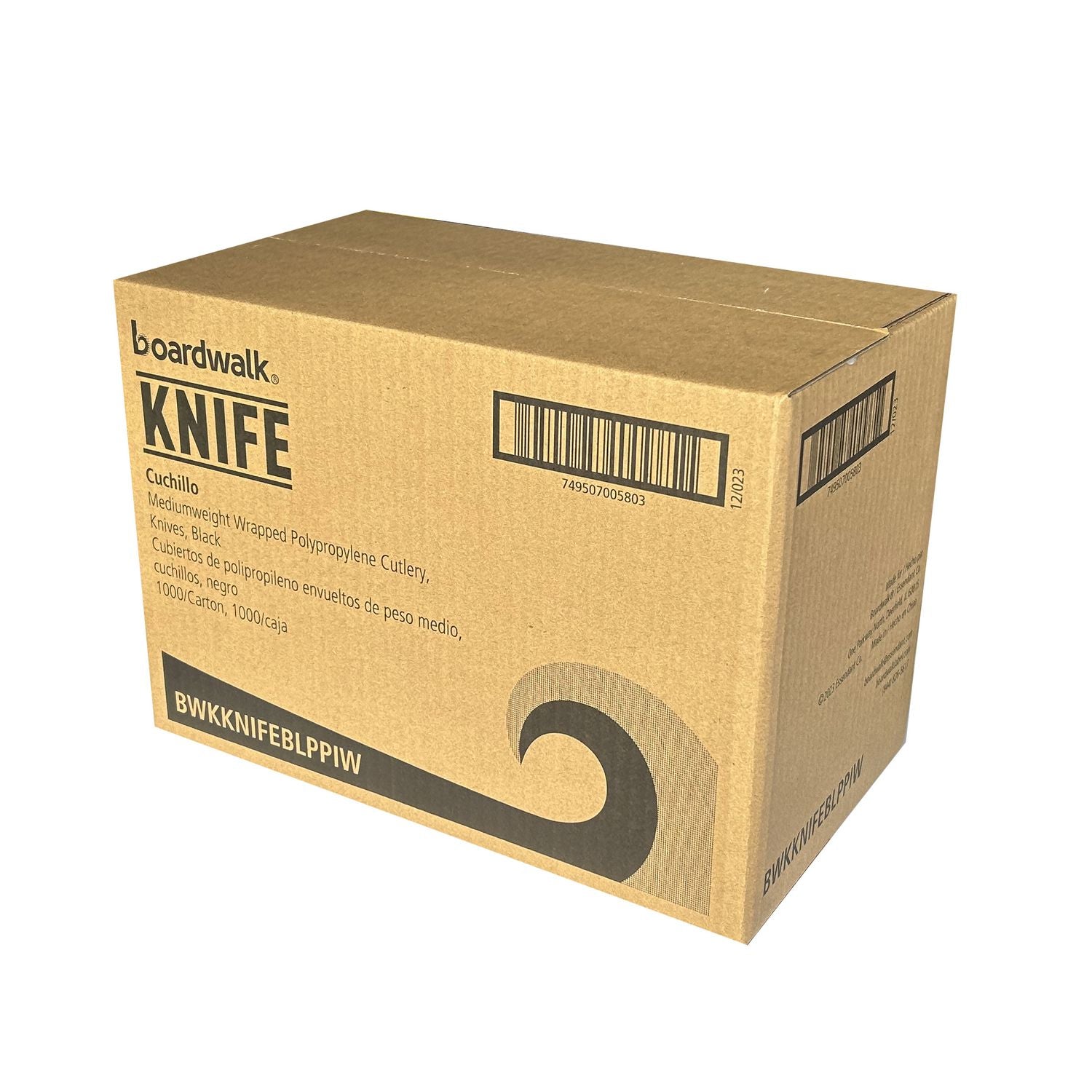 Mediumweight Wrapped Polypropylene Cutlery, Knife, Black, 1,000/Carton Boardwalk® Flipcost