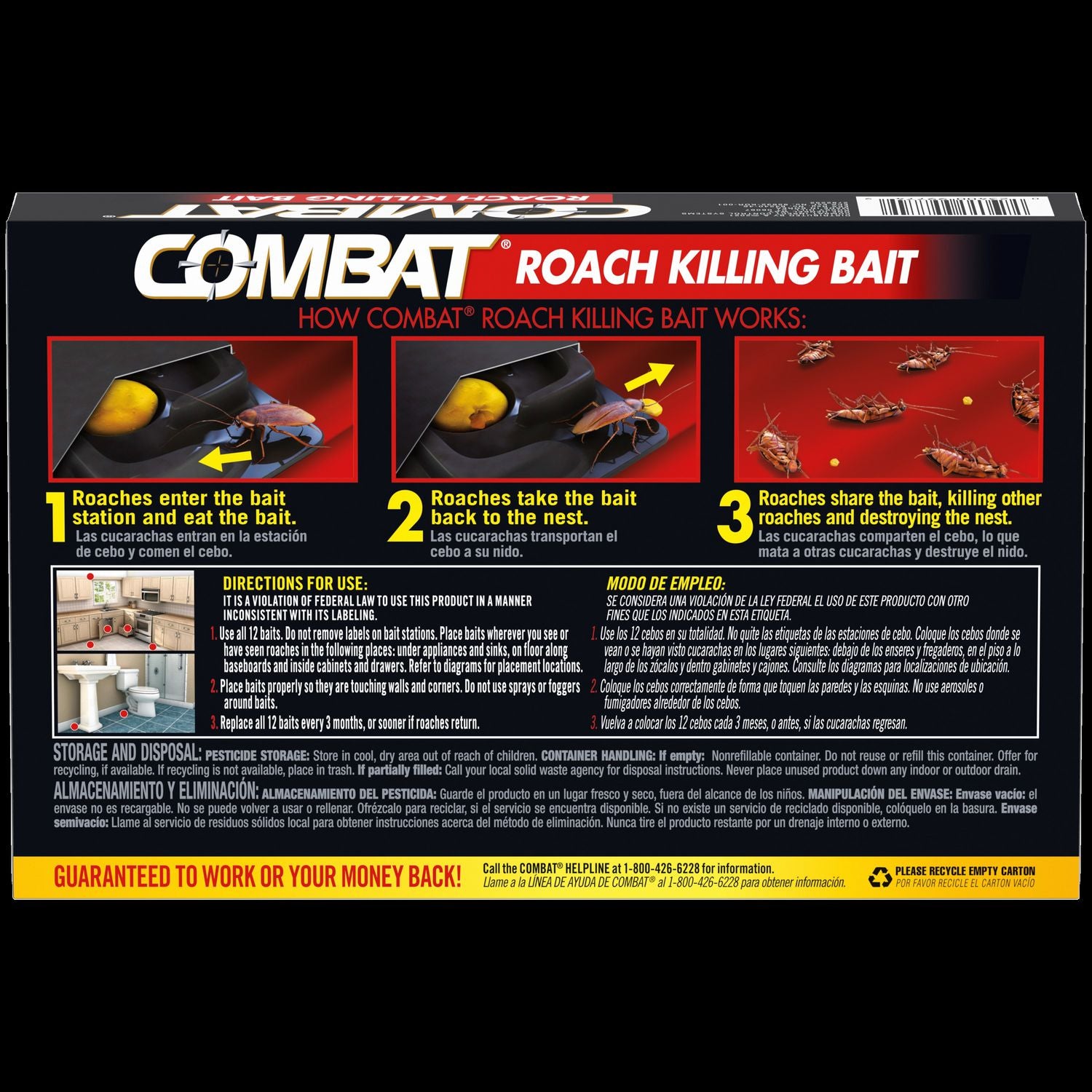 Combat® Roach Bait Insecticide, 0.42 oz, 12/Pack, 10 Packs/Carton