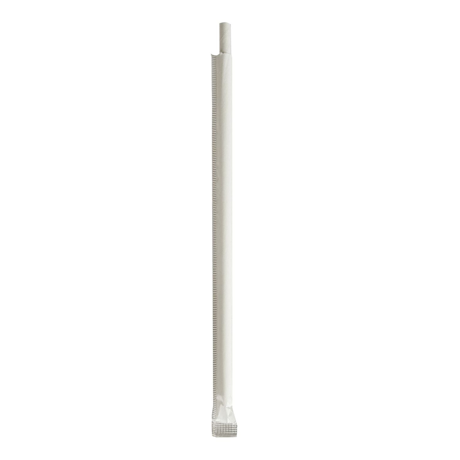 Wrapped Jumbo Paper Straws, 7.75", Paper, White, 1,280/Carton Boardwalk® Flipcost