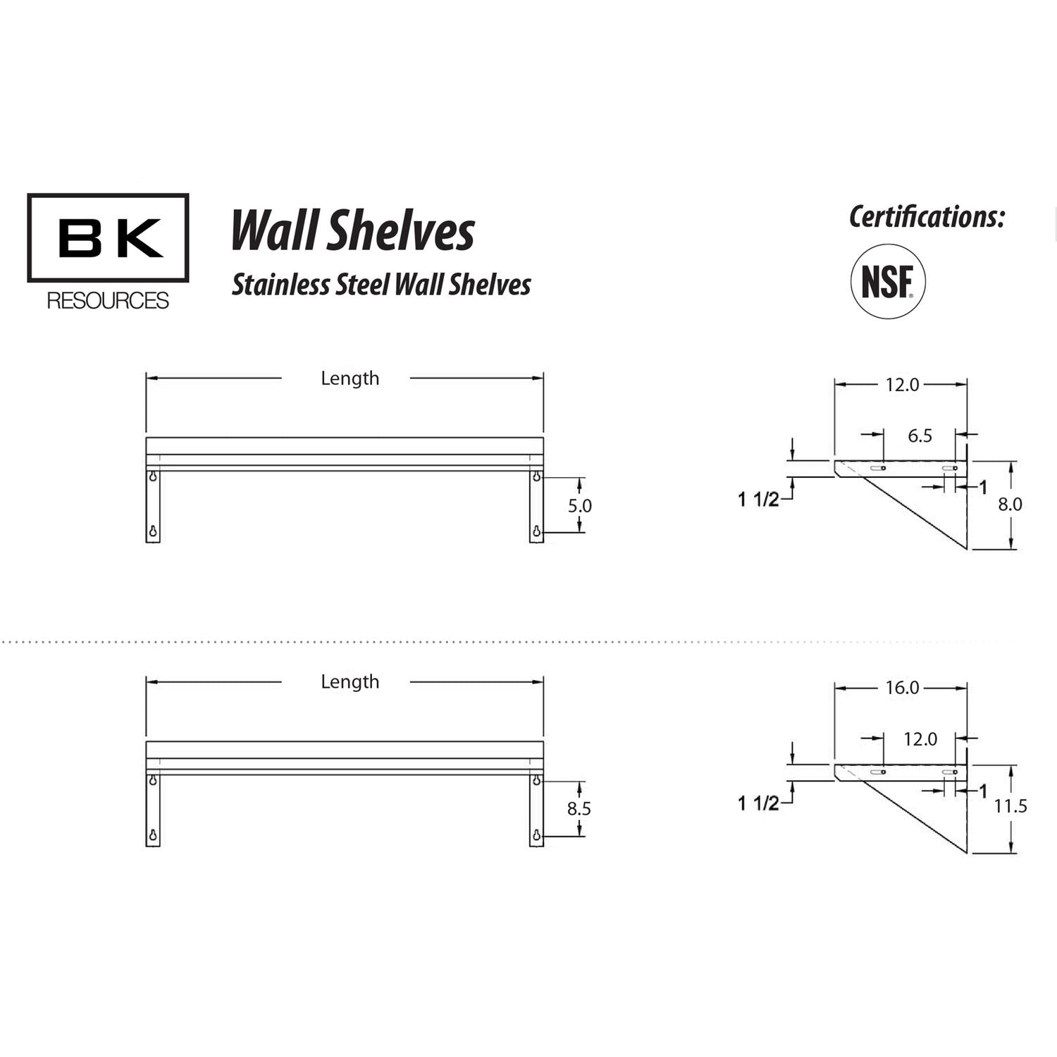 Stainless Steel Economy Overshelf, 24w x 16d x 11.5h, Stainless Steel, Silver, 2/Pallet BK Resources Flipcost