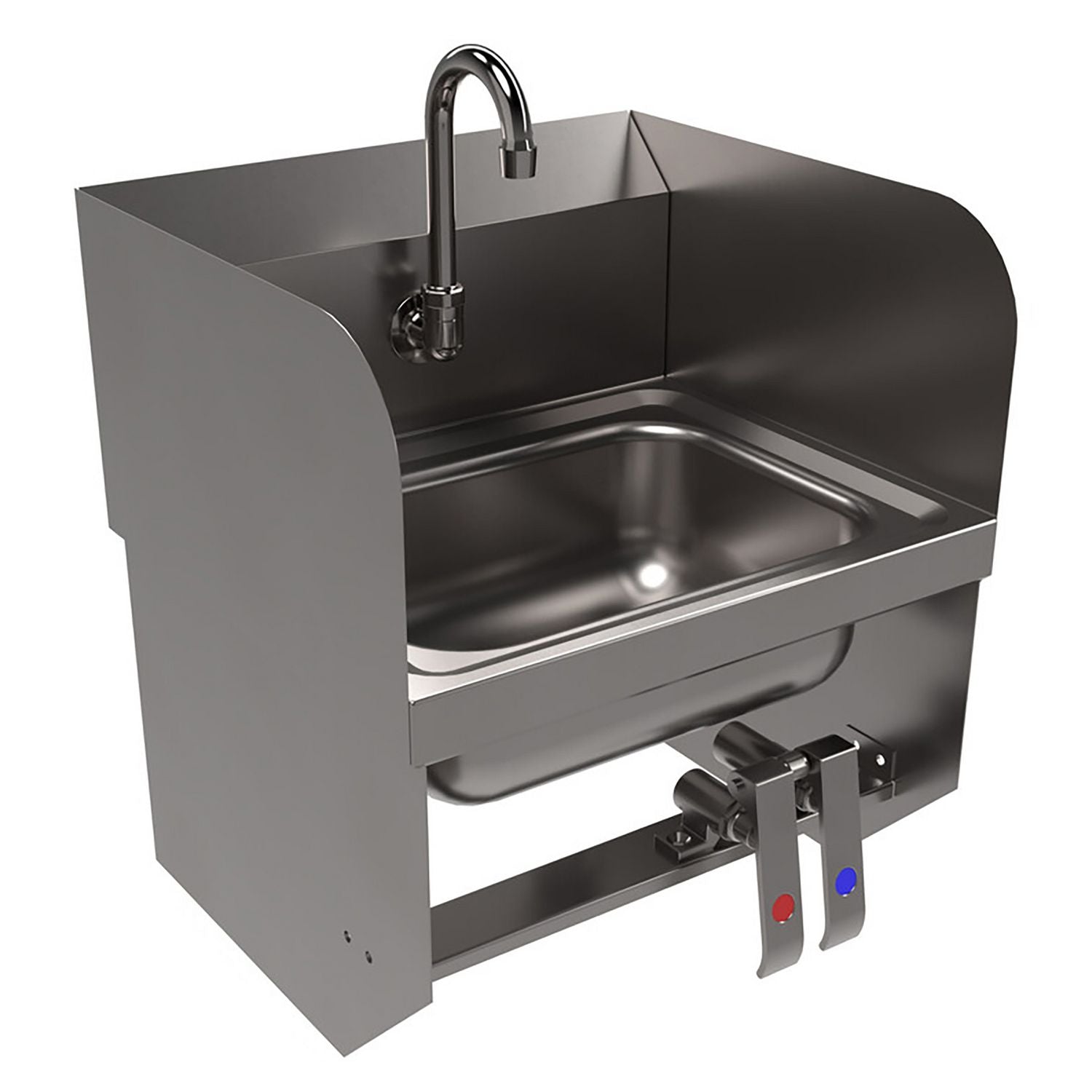 Stainless Steel Hand Sink with Side Splashes, 14" l x 10" w x 5" d BK Resources Flipcost