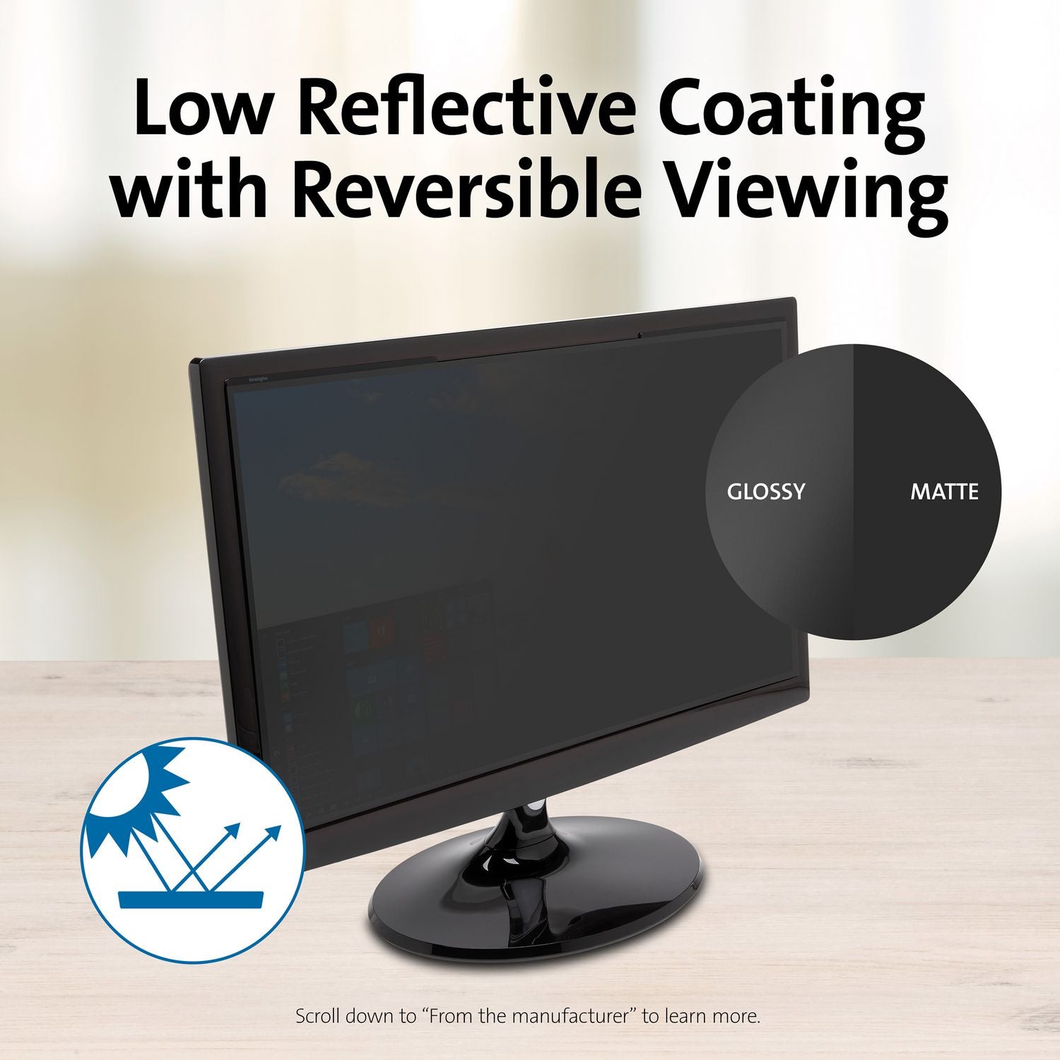 Magnetic Monitor Privacy Screen for 23.8" Widescreen Flat Panel Monitors, 16:9 Aspect Ratio Kensington® Flipcost