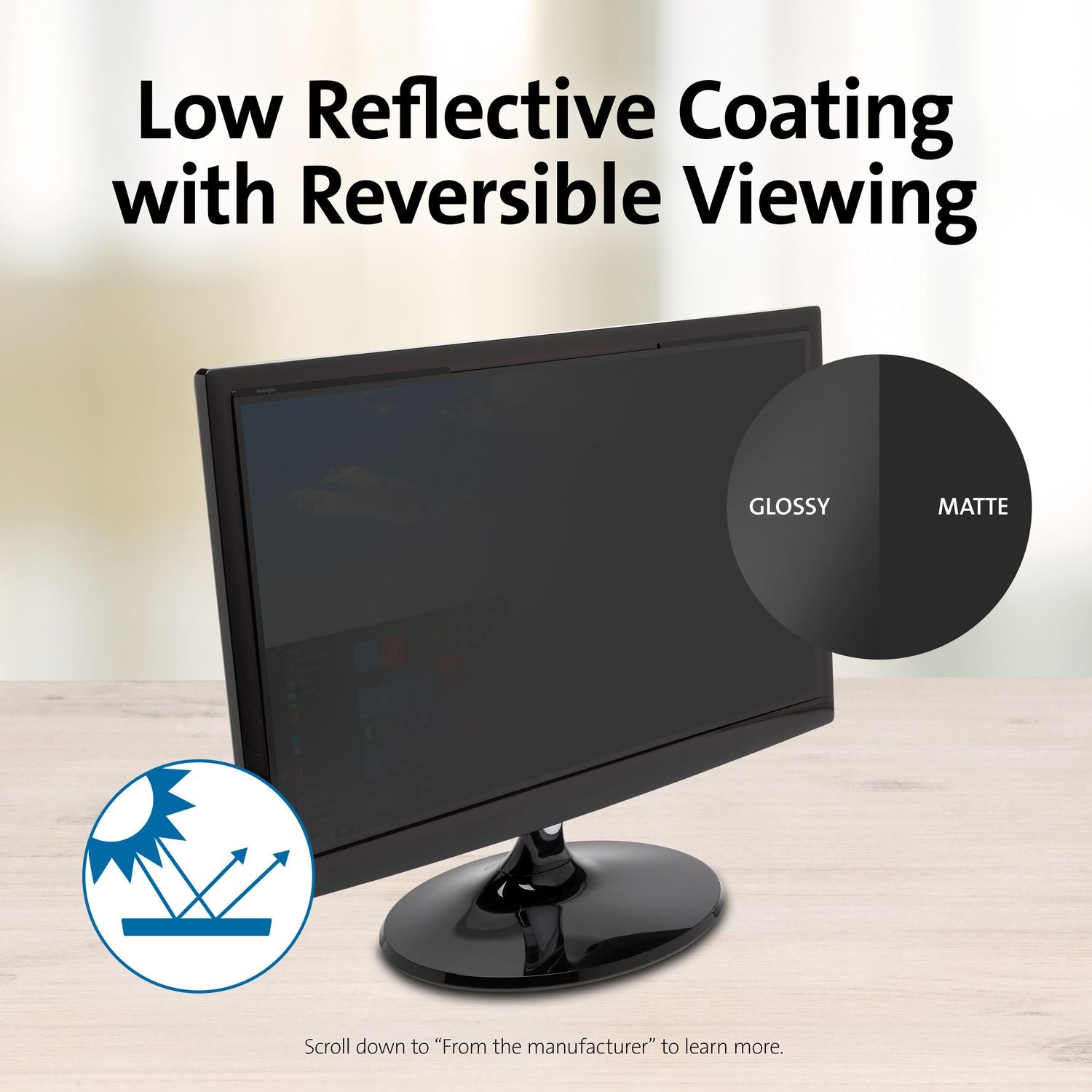 Magnetic Monitor Privacy Screen for 21.5" Widescreen Flat Panel Monitors, 16:9 Aspect Ratio Kensington® Flipcost