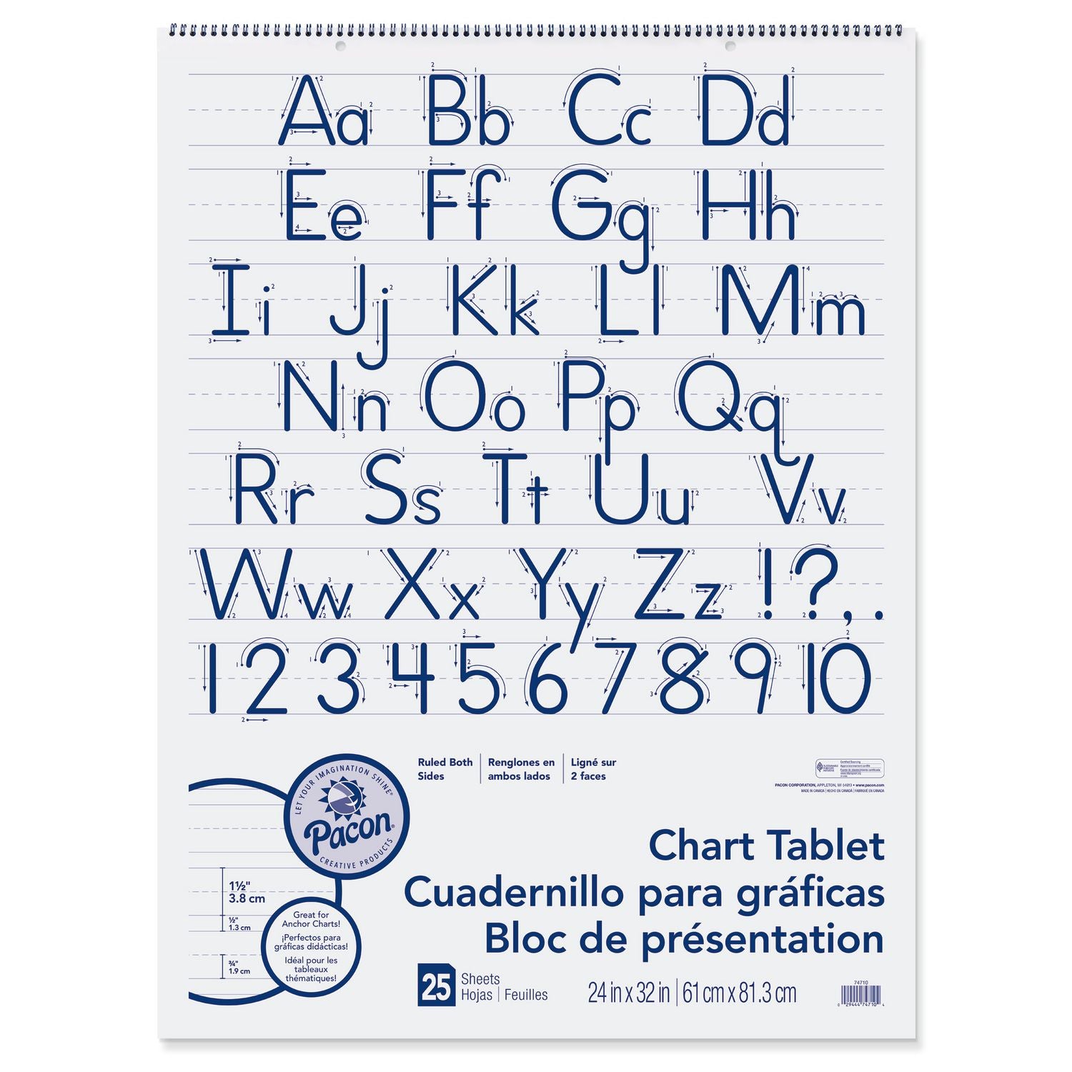 Chart Tablets, Presentation Format (1.5" Rule), 24 x 32, White, 25 Sheets, 12/Carton