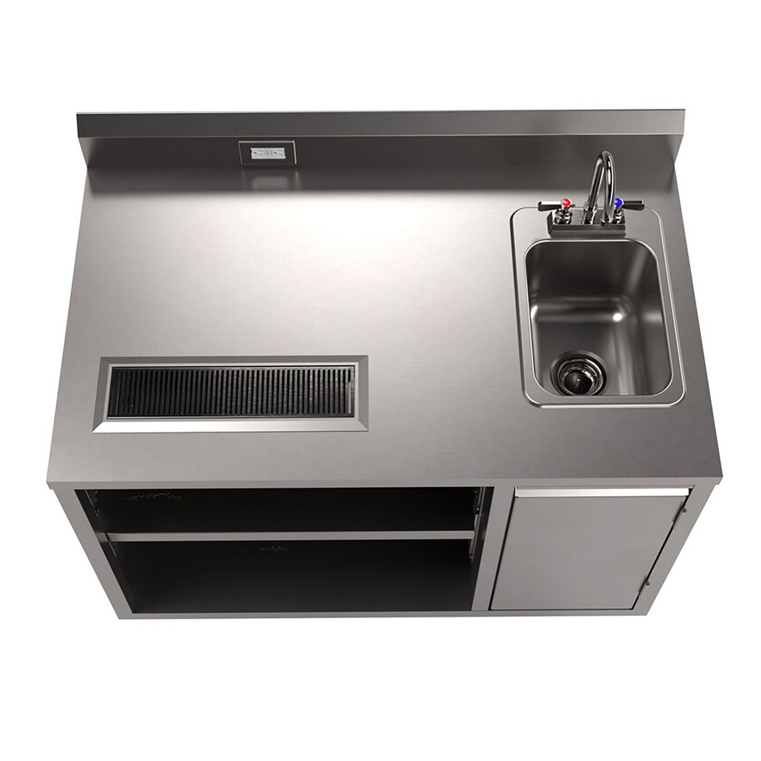 Stainless Steel Beverage Table with Right Sink, Rectangular, 30