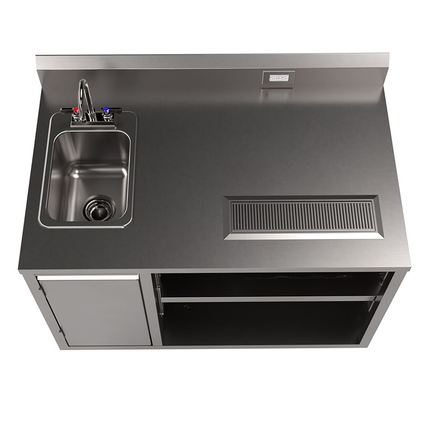 Stainless Steel Beverage Table with Left Sink, Rectangular, 30