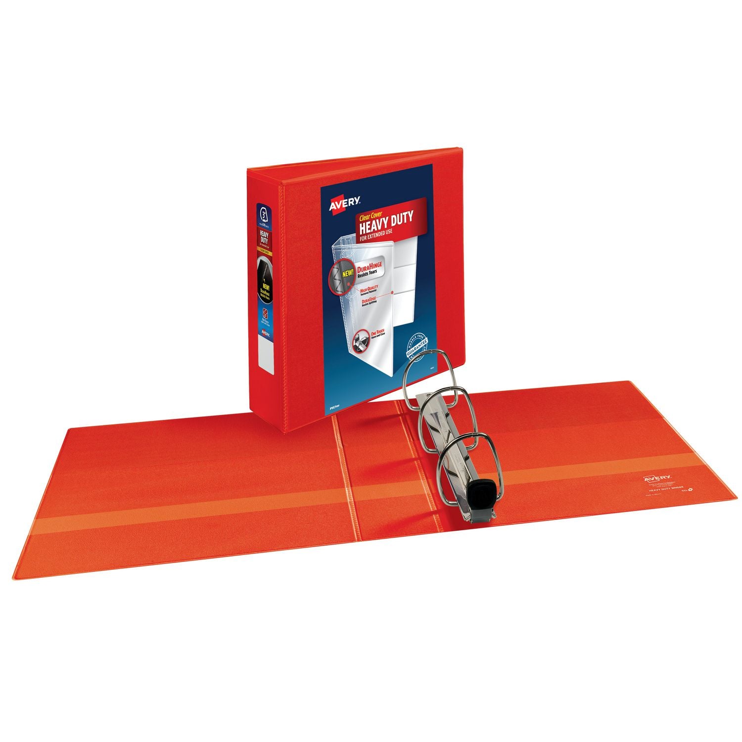 Heavy-Duty View Binder with DuraHinge and Locking One Touch EZD Rings, 3 Rings, 3" Capacity, 11 x 8.5, Red, 4/Carton Avery® Flipcost