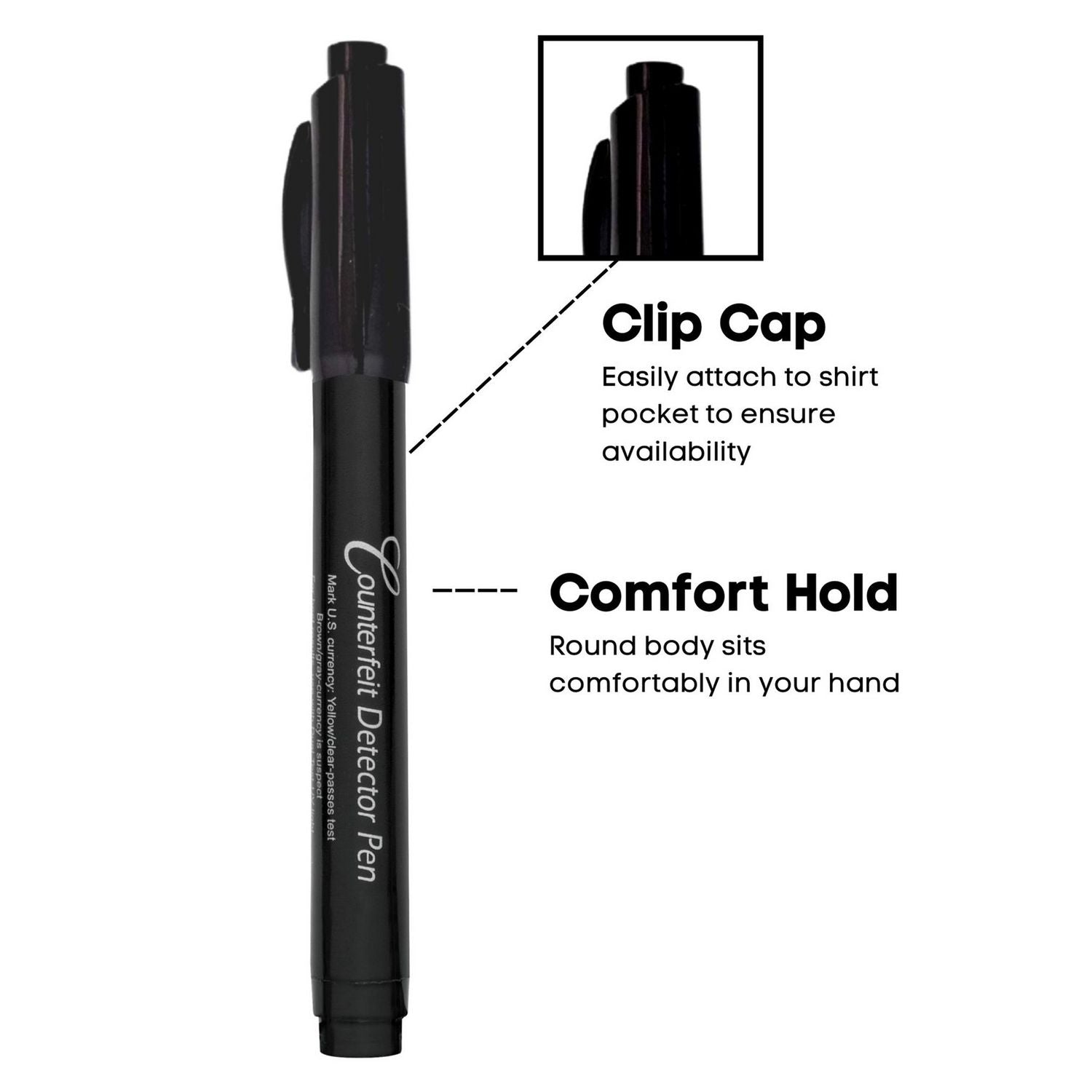 Counterfeit Bill Detector Marker Pen, 3 x 7.25 x 0.6, Black, 50/Pack Dri-Mark® Flipcost