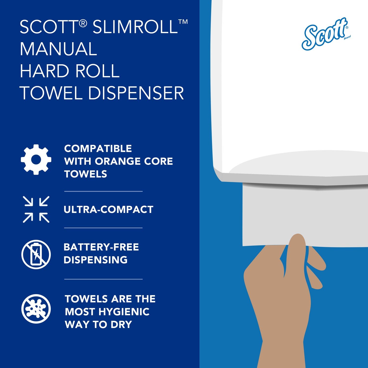 Slimroll Manual Towel Dispenser, 12.65 x 13.02 x 7.18, White Scott® Flipcost