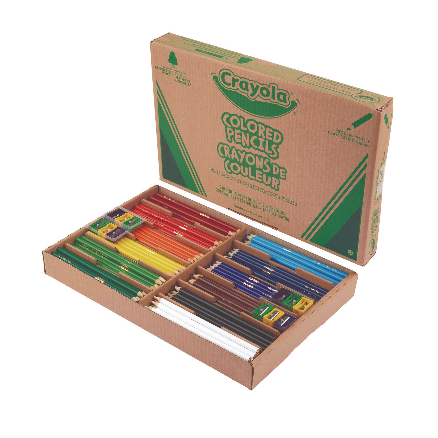 Color Pencil Classpack Set with (240) Pencils and (12) Pencil Sharpeners, Assorted Lead and Barrel Colors, 240/Pack Crayola® Flipcost