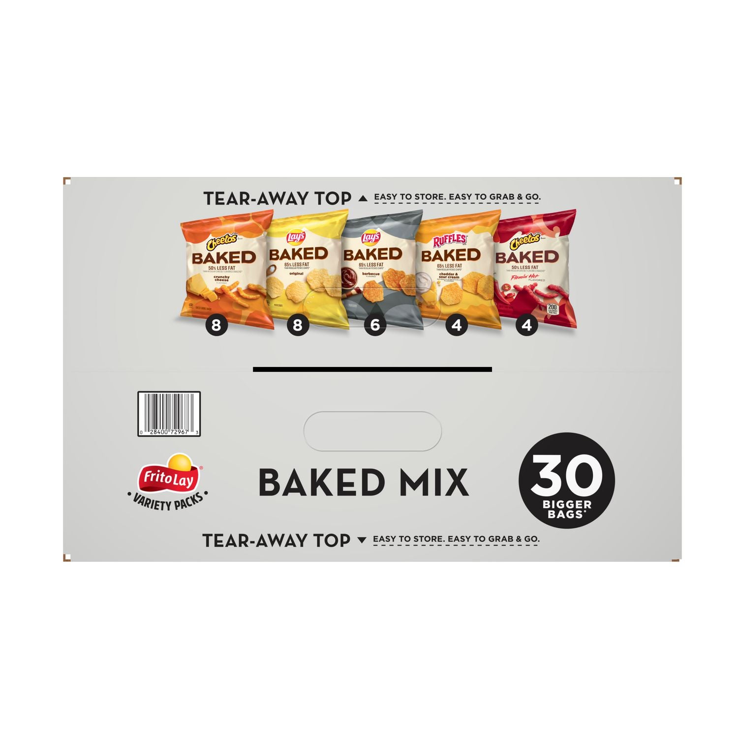 Baked Variety Pack, Lay’s Regular/Lay’s BBQ/Cheetos/Ruffles Cheddar and Sour Cream/Hot Cheetos, 30 Bags/Box, 2 Boxes/Carton Frito-Lay Flipcost