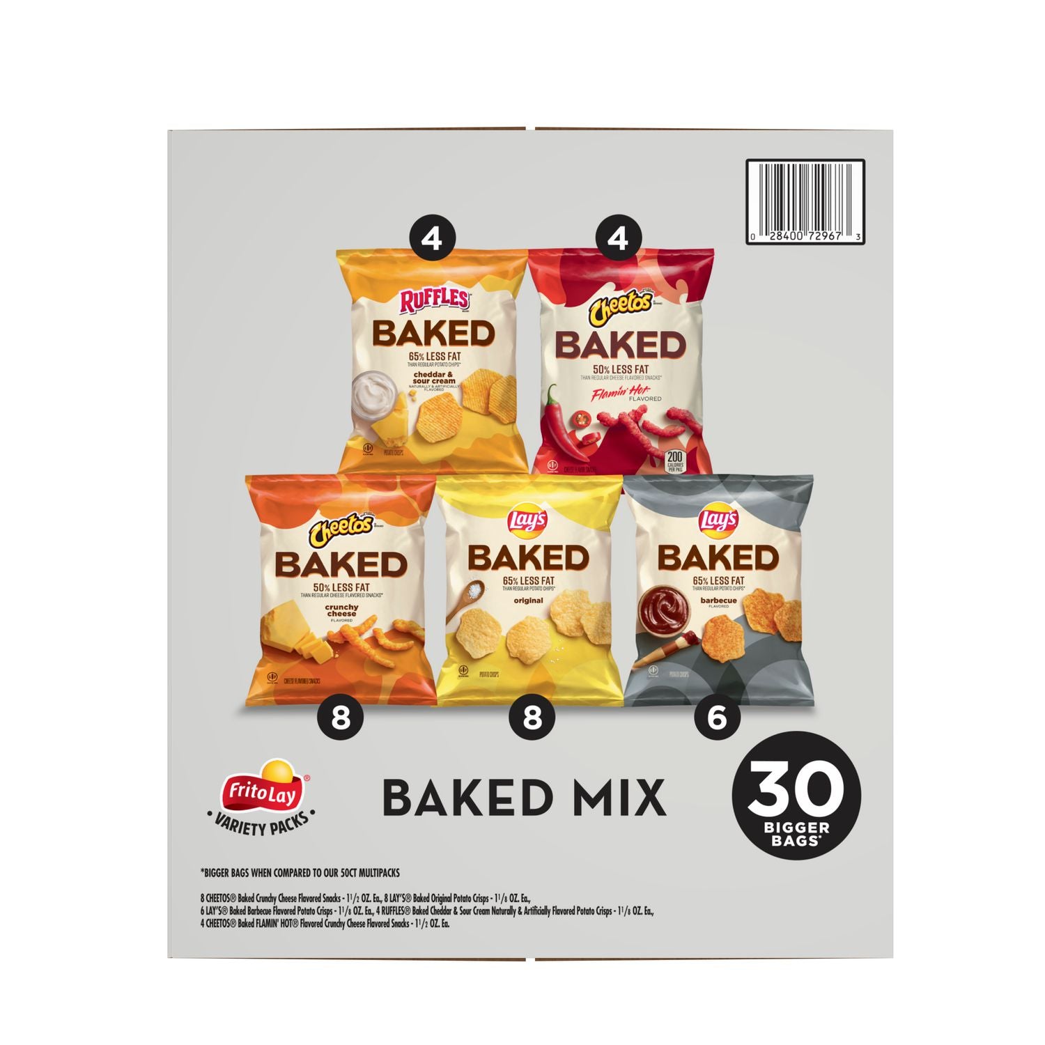 Baked Variety Pack, Lay’s Regular/Lay’s BBQ/Cheetos/Ruffles Cheddar and Sour Cream/Hot Cheetos, 30 Bags/Box, 2 Boxes/Carton Frito-Lay Flipcost