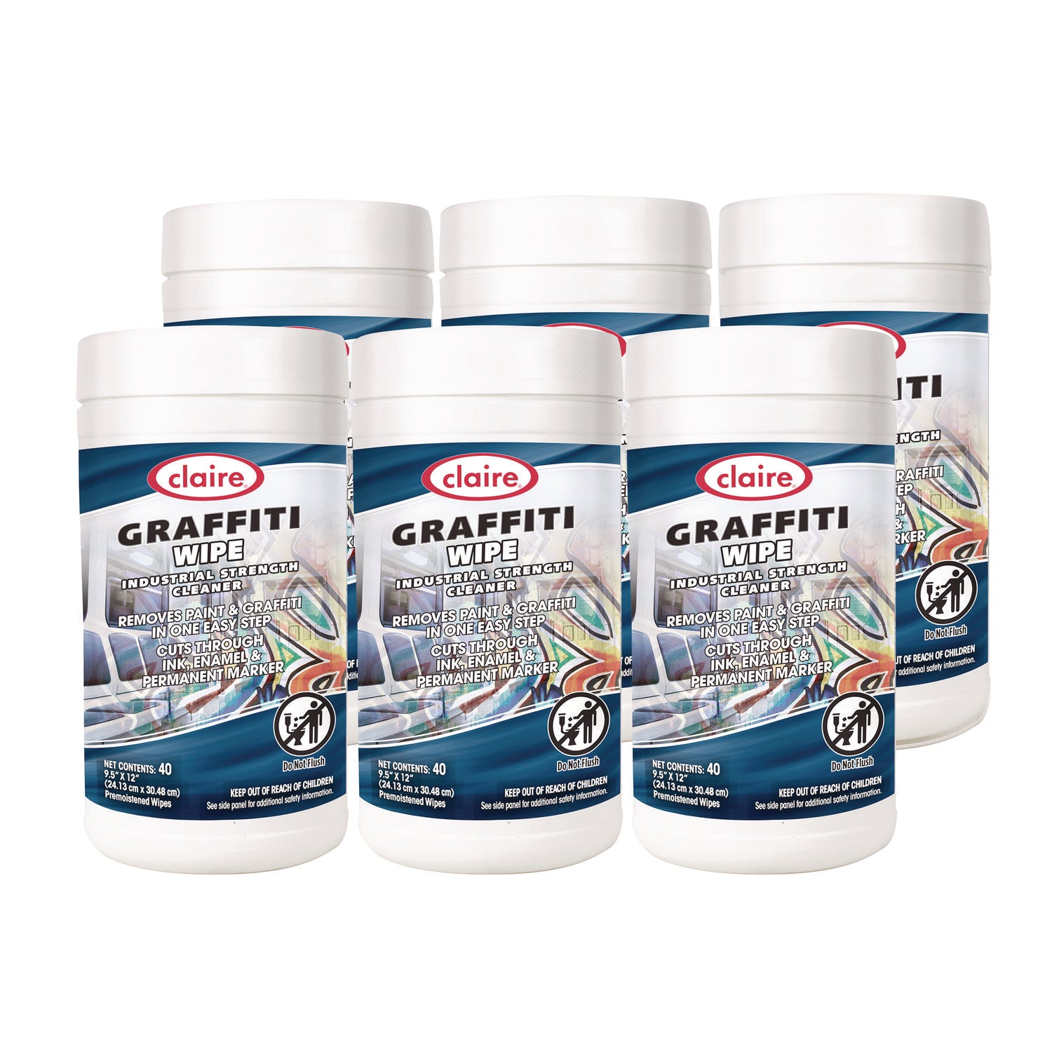 Graffiti Wipe, 1-Ply, 12 x 9.5, Mild Scent, Purple, 6/Carton Claire® Flipcost