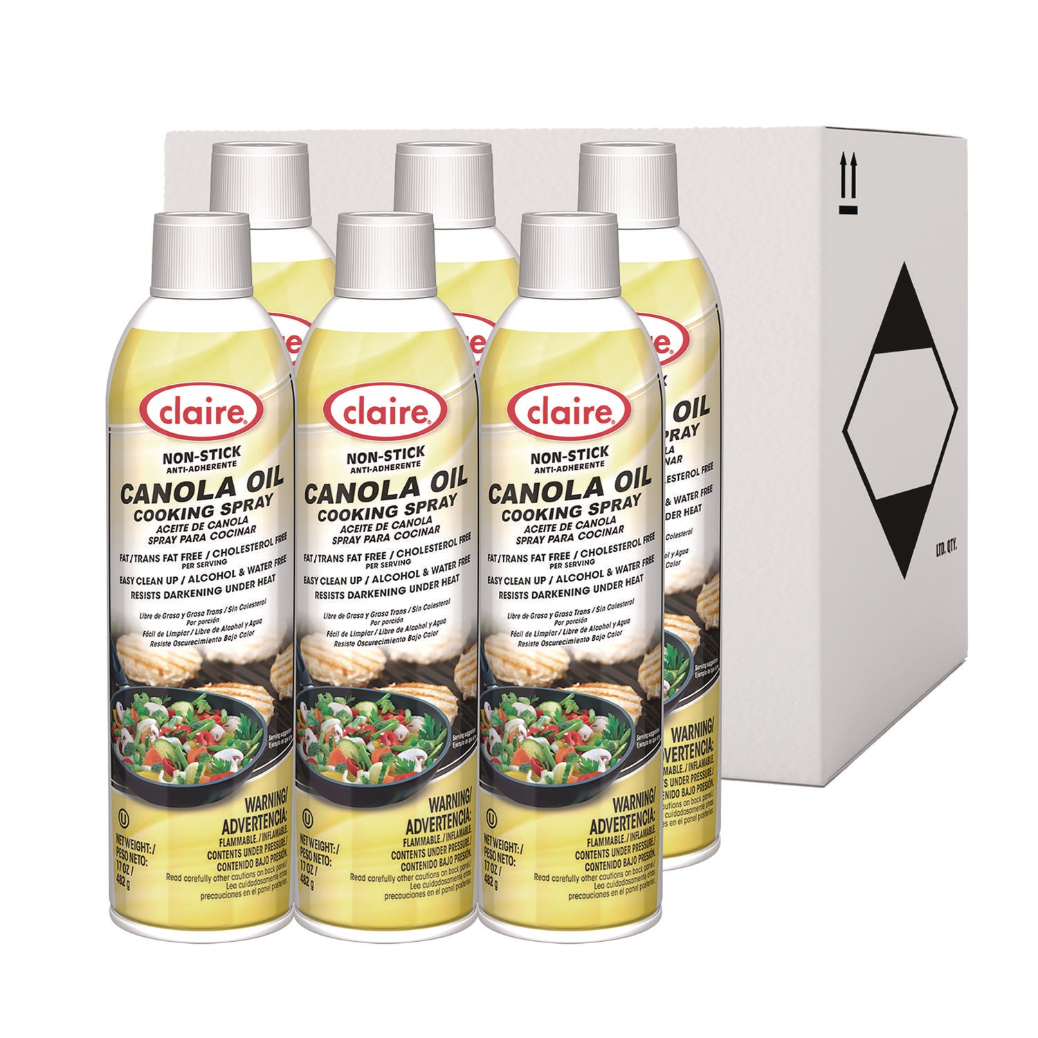 Canola Oil Cooking Spray, 17 oz Aerosol Spray Can, 6/Carton Claire® Flipcost