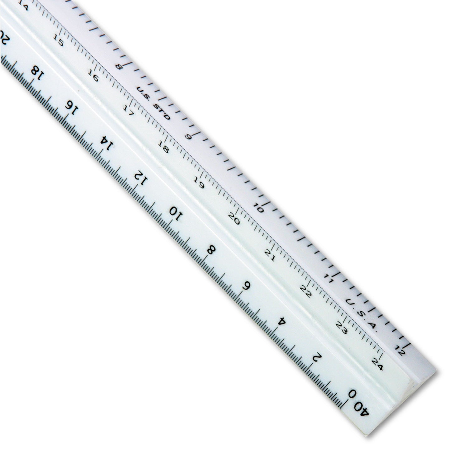 Triangular Scale Plastic Engineers Ruler, 12" Long, White