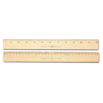 Wood Ruler, Metric and 1/16" Scale with Single Metal Edge, 12"/30 cm Long Flipcost Flipcost