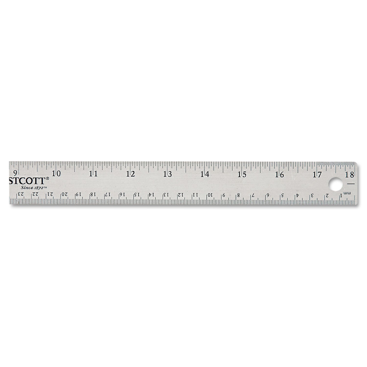 Westcott® Stainless Steel Office Ruler With Non Slip Cork Base, Standard/Metric, 18" Long