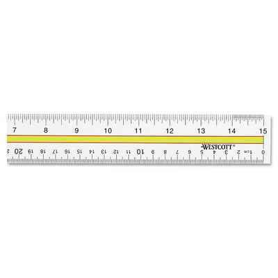 Acrylic Data Highlight Reading Ruler With Tinted Guide, 15" Long, Clear/Yellow - Flipcost