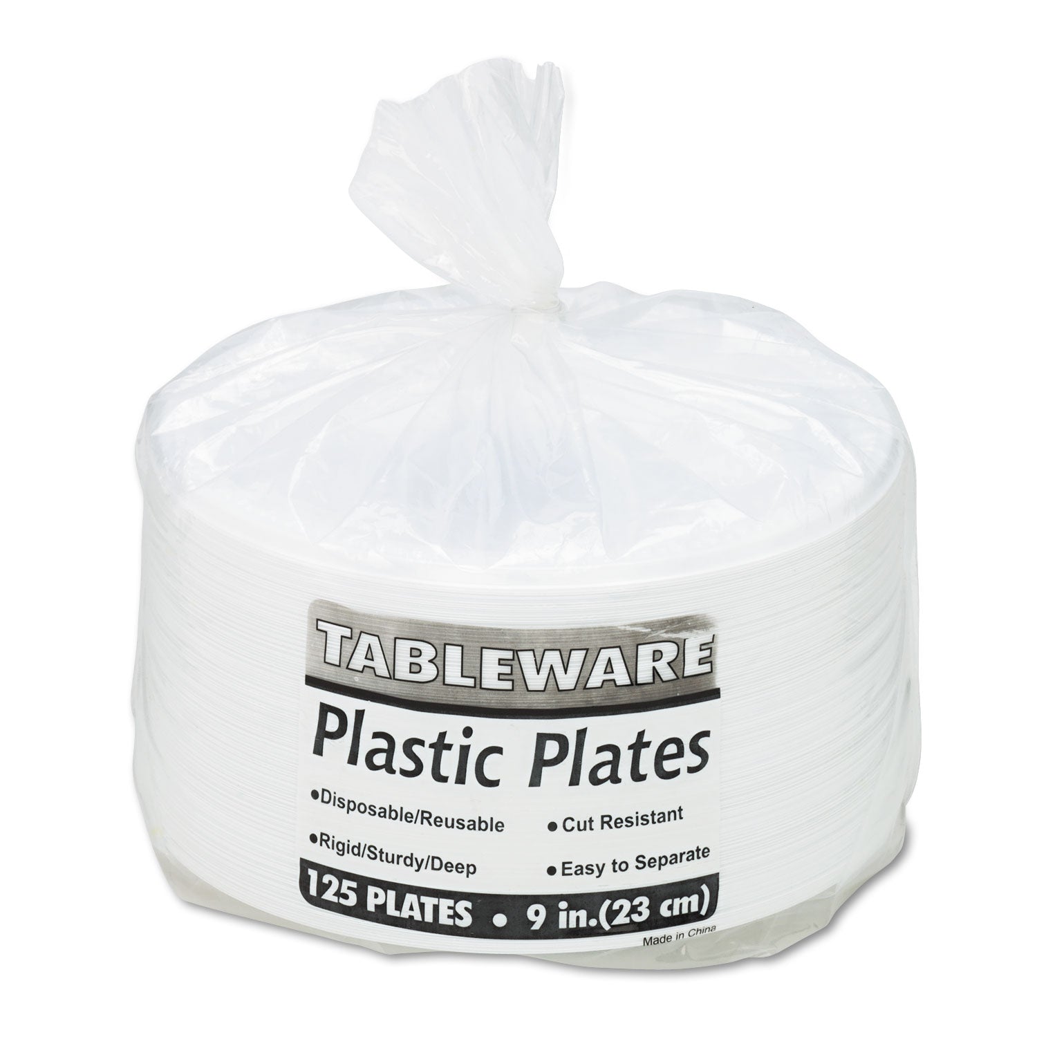 Tablemate® Plastic Dinnerware, Plates, 9" dia, White, 500/Carton