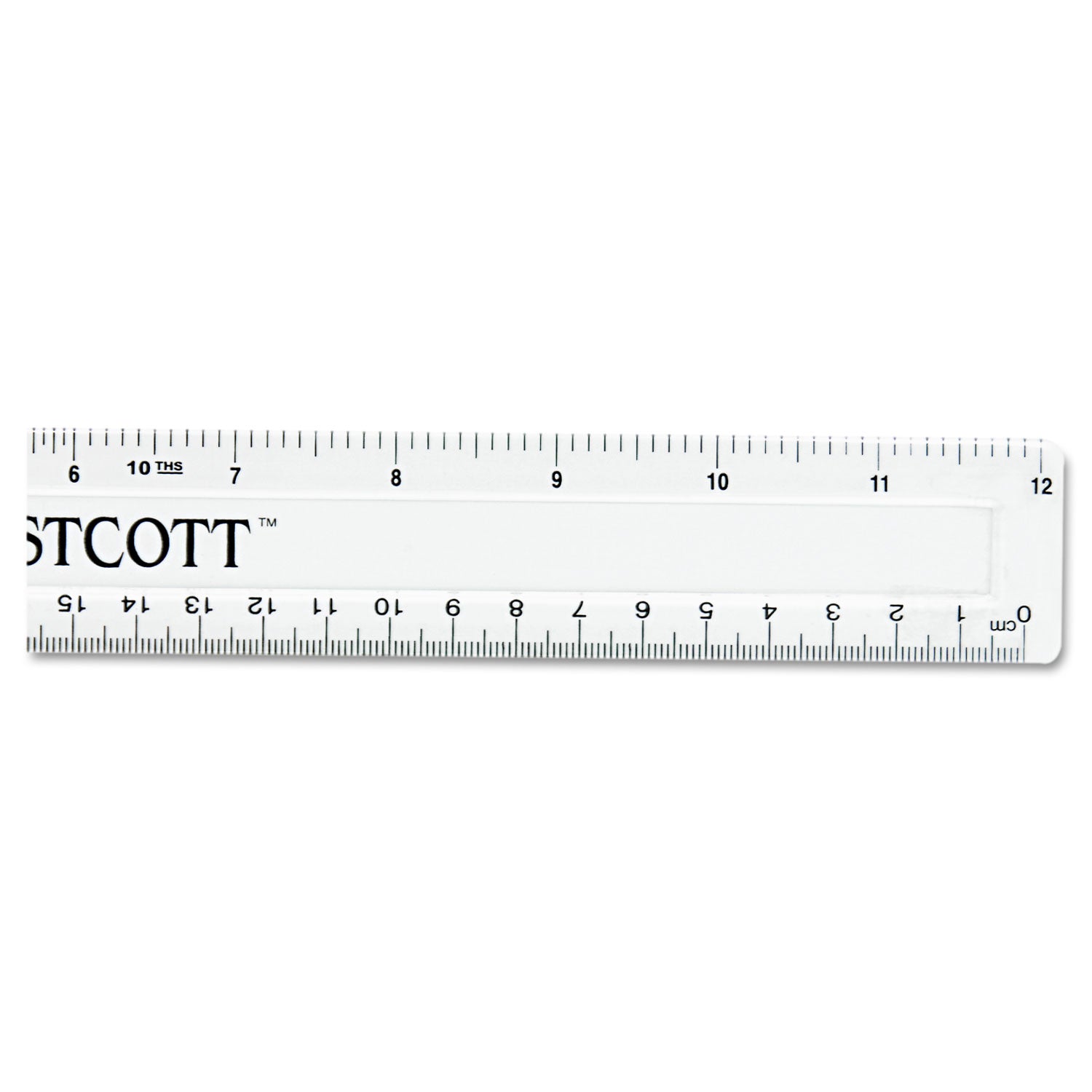 Westcott® Non-Shatter Flexible Ruler, Standard/Metric, 12" Long, Plastic, Clear