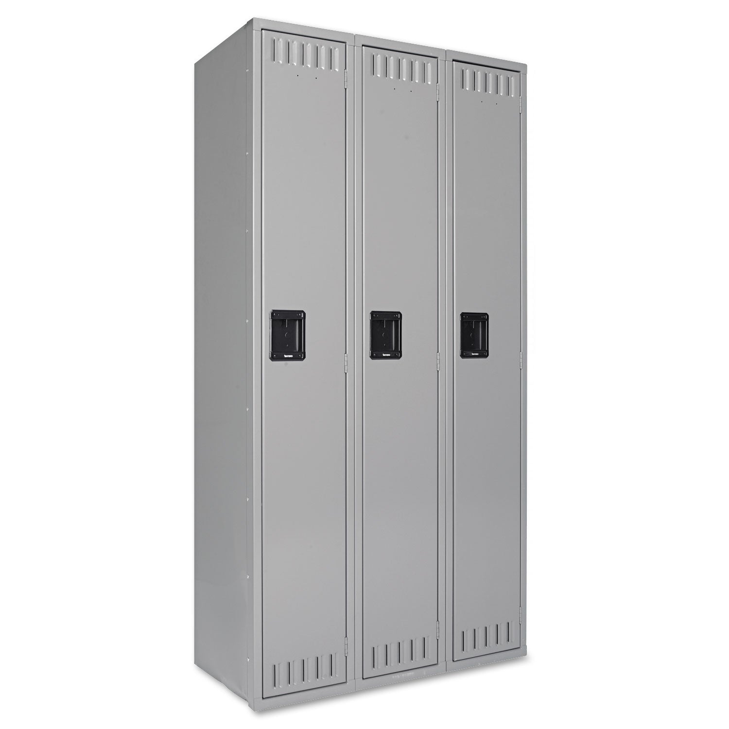 Single-Tier Locker, Three Lockers with Hat Shelves and Coat Rods, 36w x 18d x 72h, Medium Gray