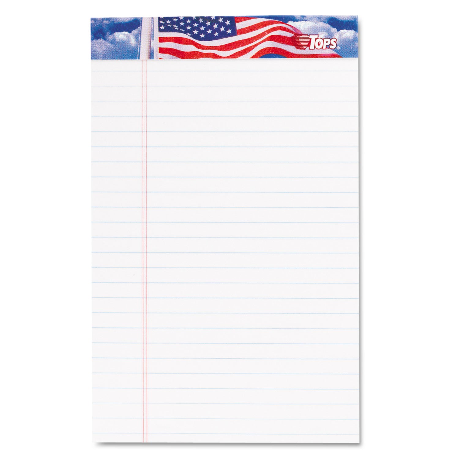 TOPS™ American Pride Writing Pad, Narrow Rule, Red/White/Blue Headband, 50 White 5 x 8 Sheets, 12/Pack