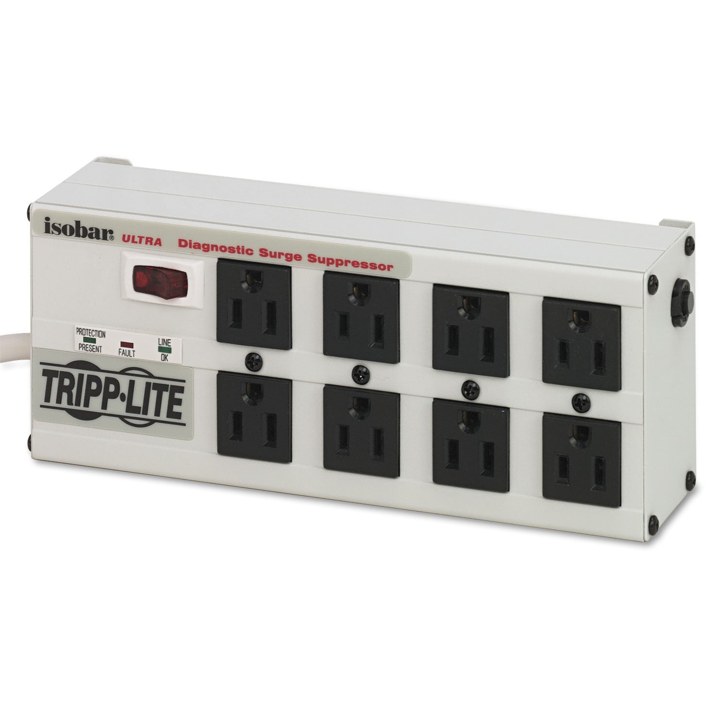 Tripp Lite by Eaton Isobar Surge Protector, 8 AC Outlets, 12 ft Cord, 3,840 J, Light Gray