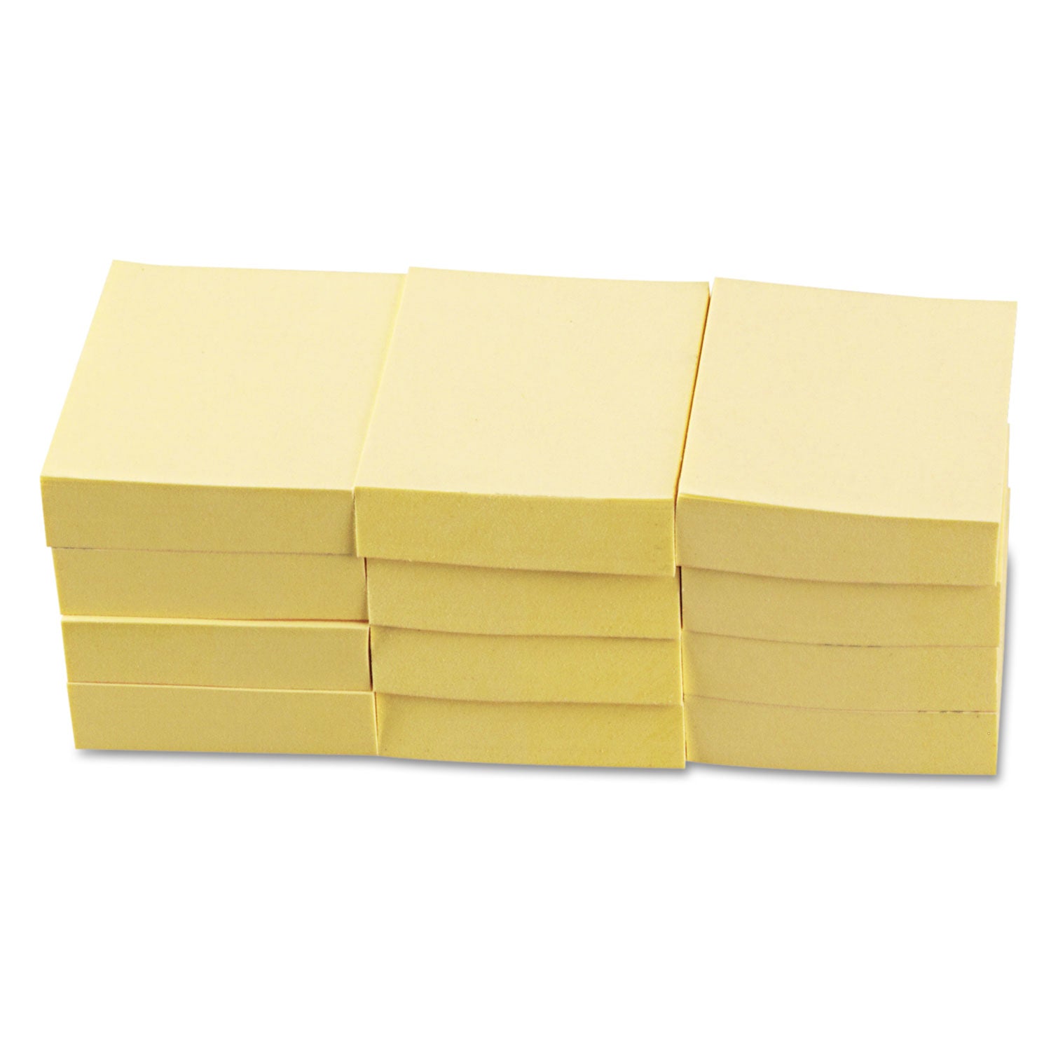 Universal® Recycled Self-Stick Note Pads, 1.5" x 2", Yellow, 100 Sheets/Pad, 12 Pads/Pack