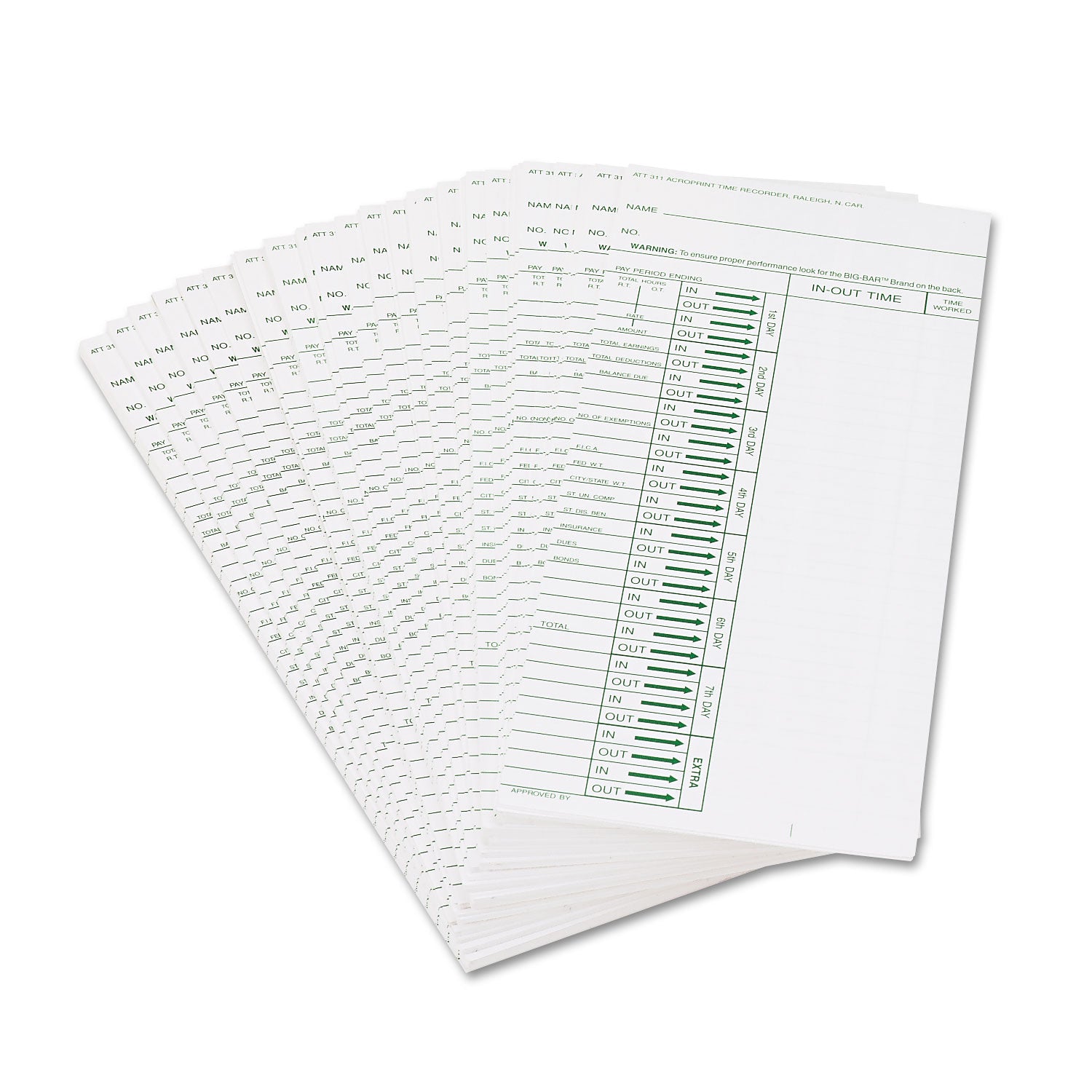 Acroprint® Time Clock Cards for Acroprint ATT310, One Side, 4 x 10, 200/Pack