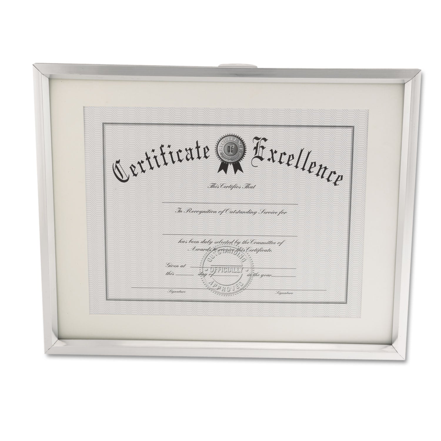 Universal® Plastic Document Frame with Mat, 11 x 14 and 8.5 x 11 Inserts, Metallic Silver