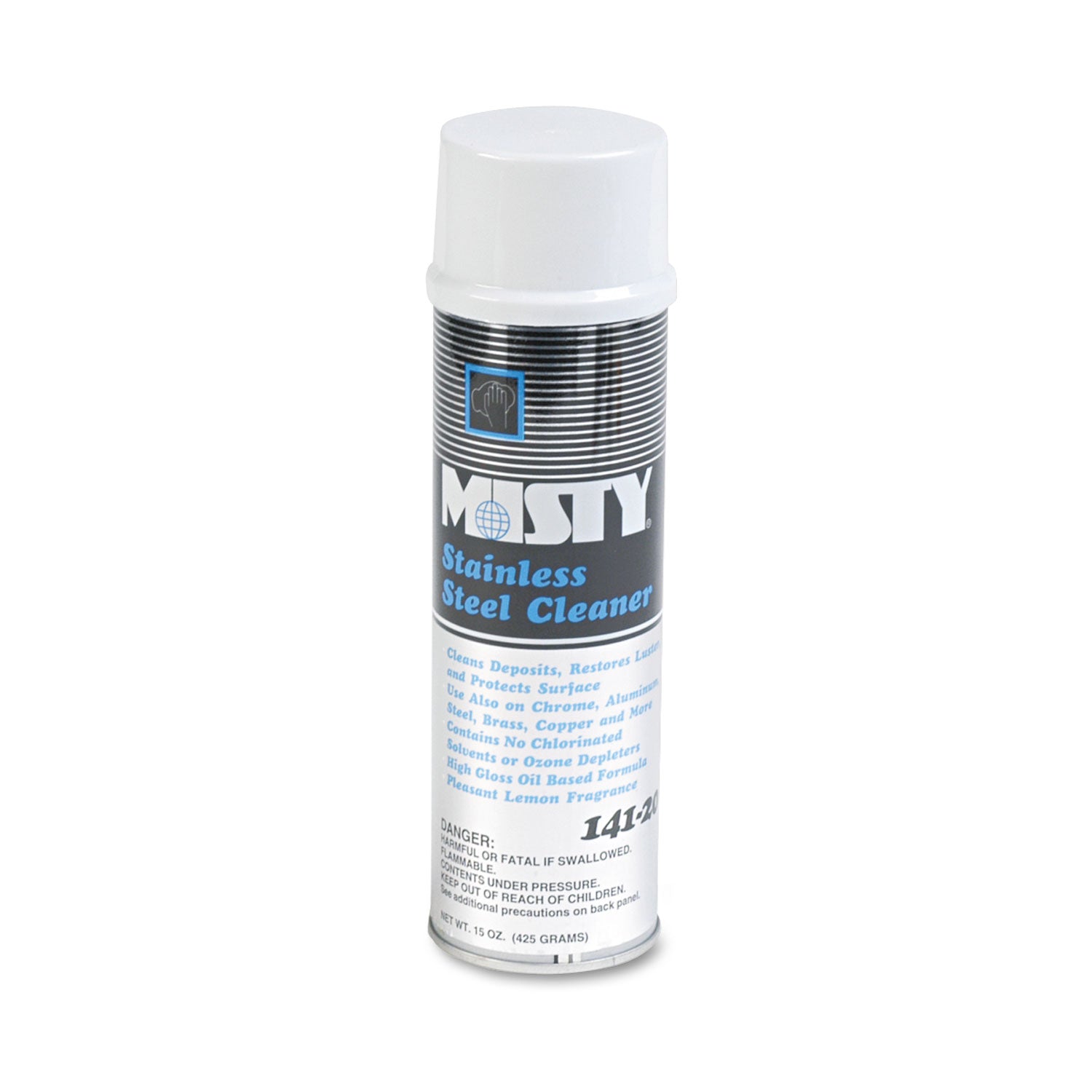 Misty® Stainless Steel Cleaner and Polish, Lemon Scent, 15 oz Aerosol Spray, 12/Carton