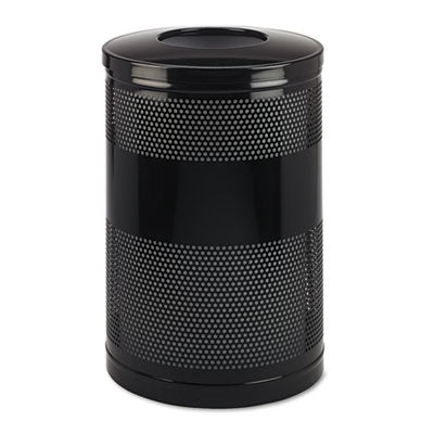 RUBBERMAID COMMERCIAL PROD. Classics Perforated Open Top Receptacle, 51 gal, Steel, Black - Flipcost