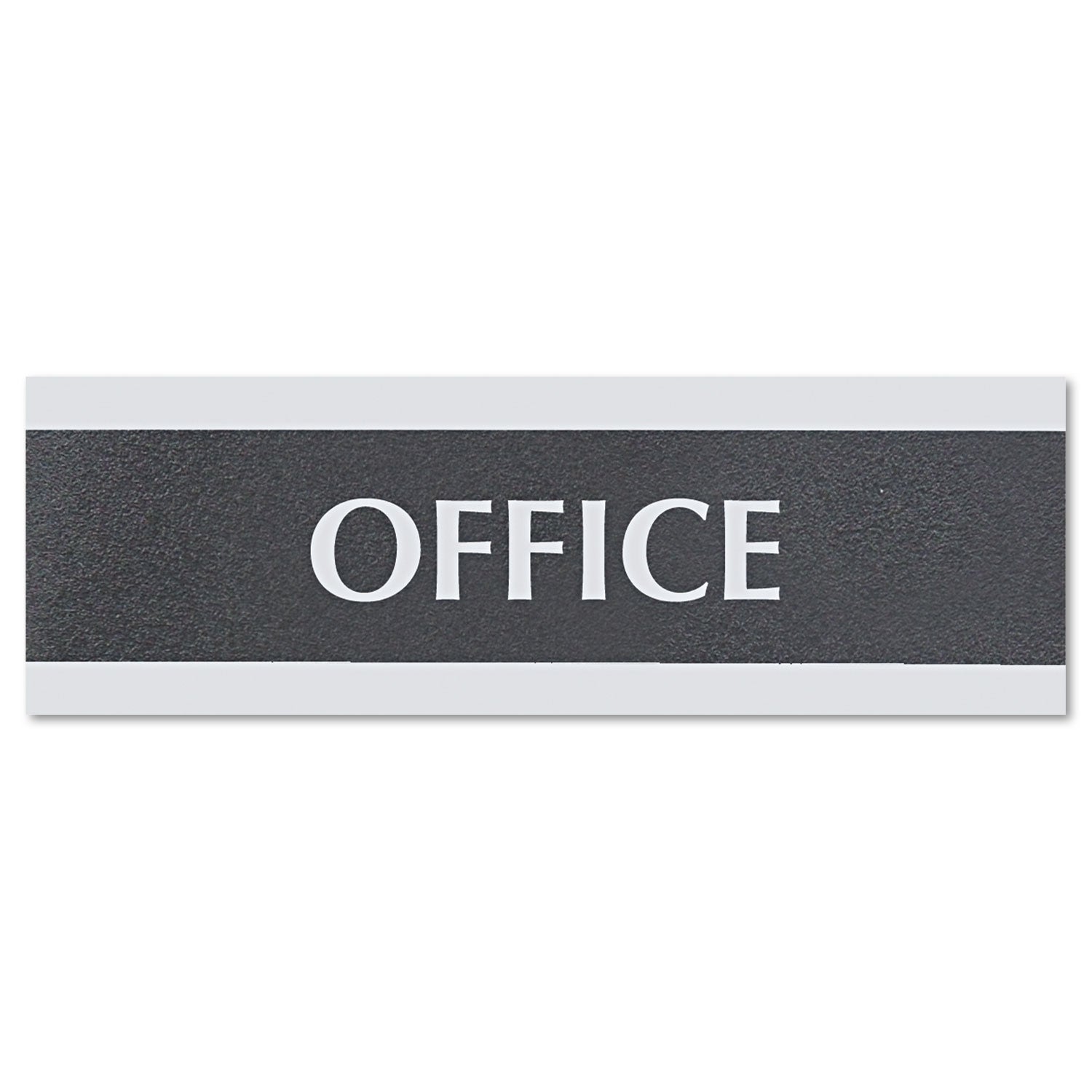 Century Series Office Sign, OFFICE, 9 x 3, Black/Silver